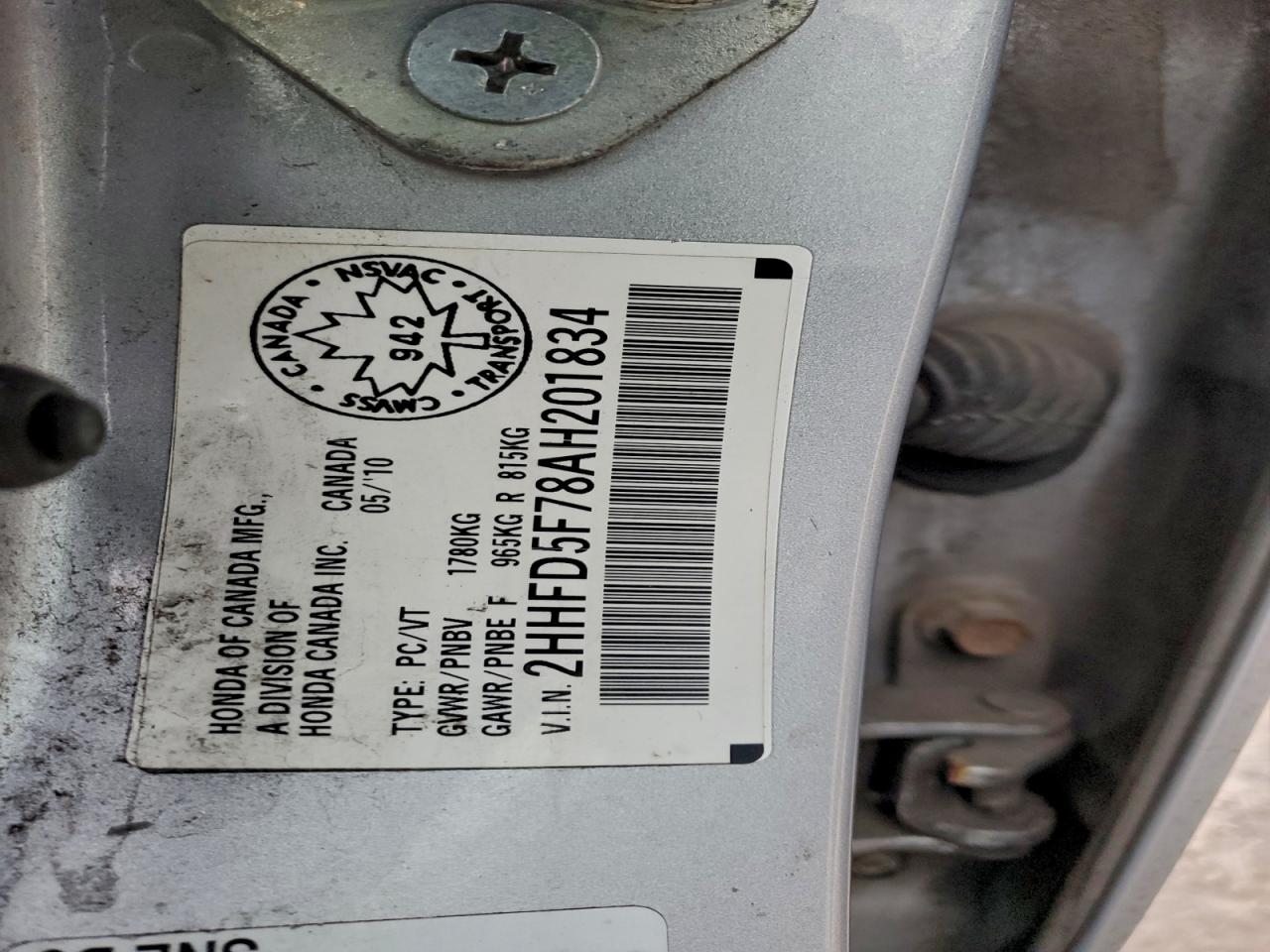 2010 Acura Csx Technology Silver vin: 2HHFD5F78AH201834
