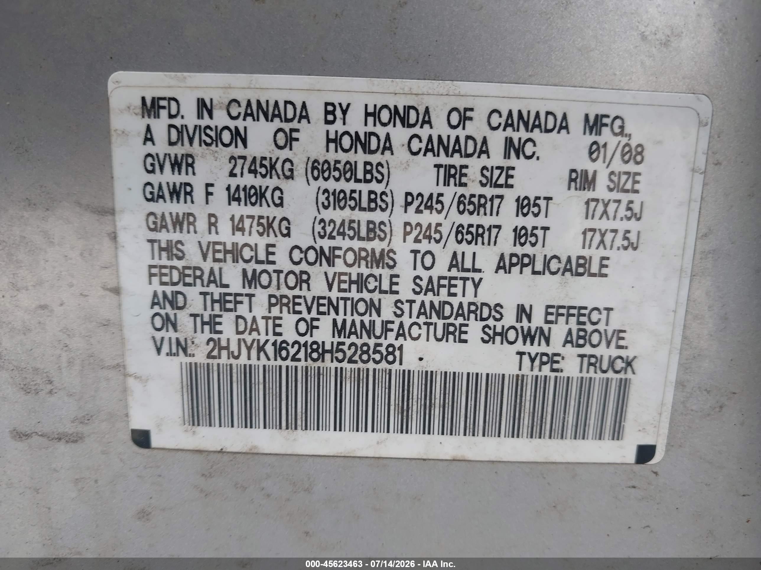 2008 Honda Ridgeline Rt Silver vin: 2HJYK16218H528581