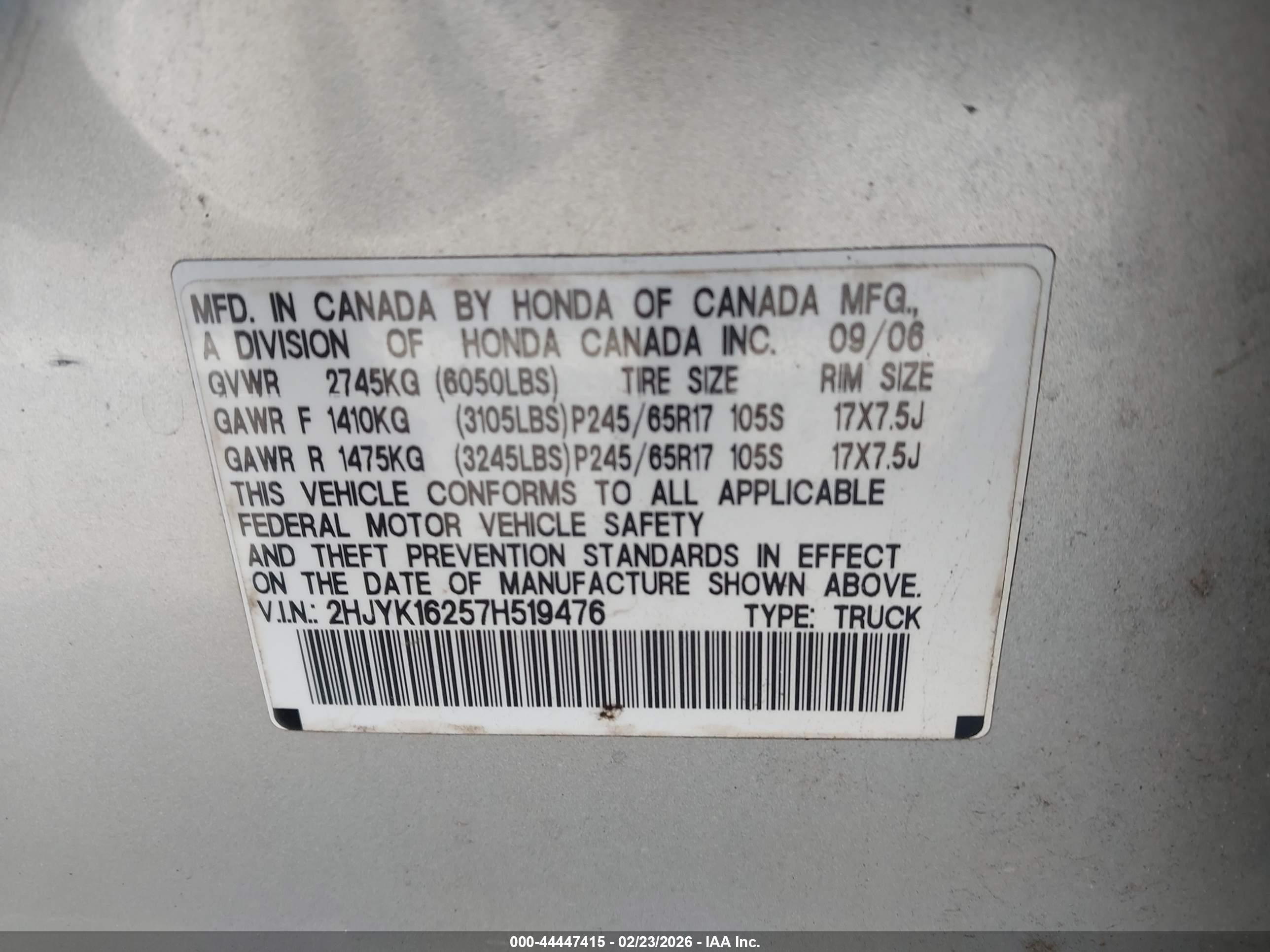 2007 Honda Ridgeline Rt Серебряный vin: 2HJYK16257H519476
