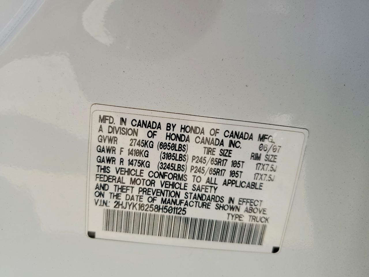 2008 Honda Ridgeline Rt Белый vin: 2HJYK16258H501125