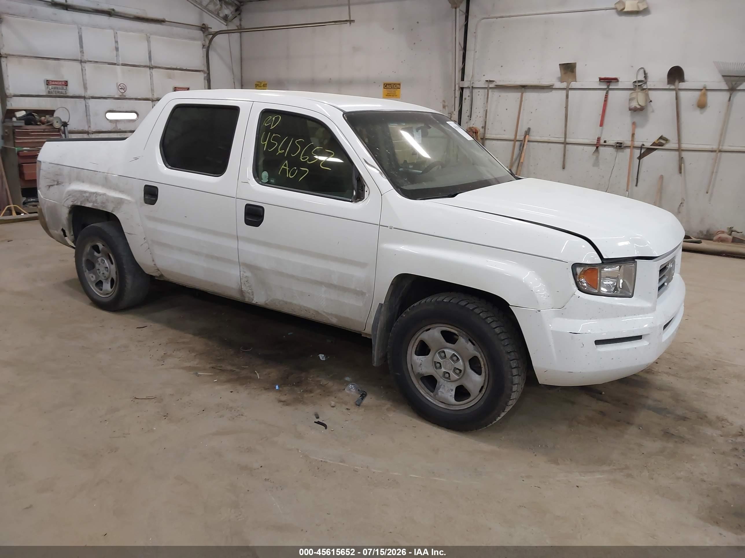 2007 Honda Ridgeline Rt White vin: 2HJYK16277H518670