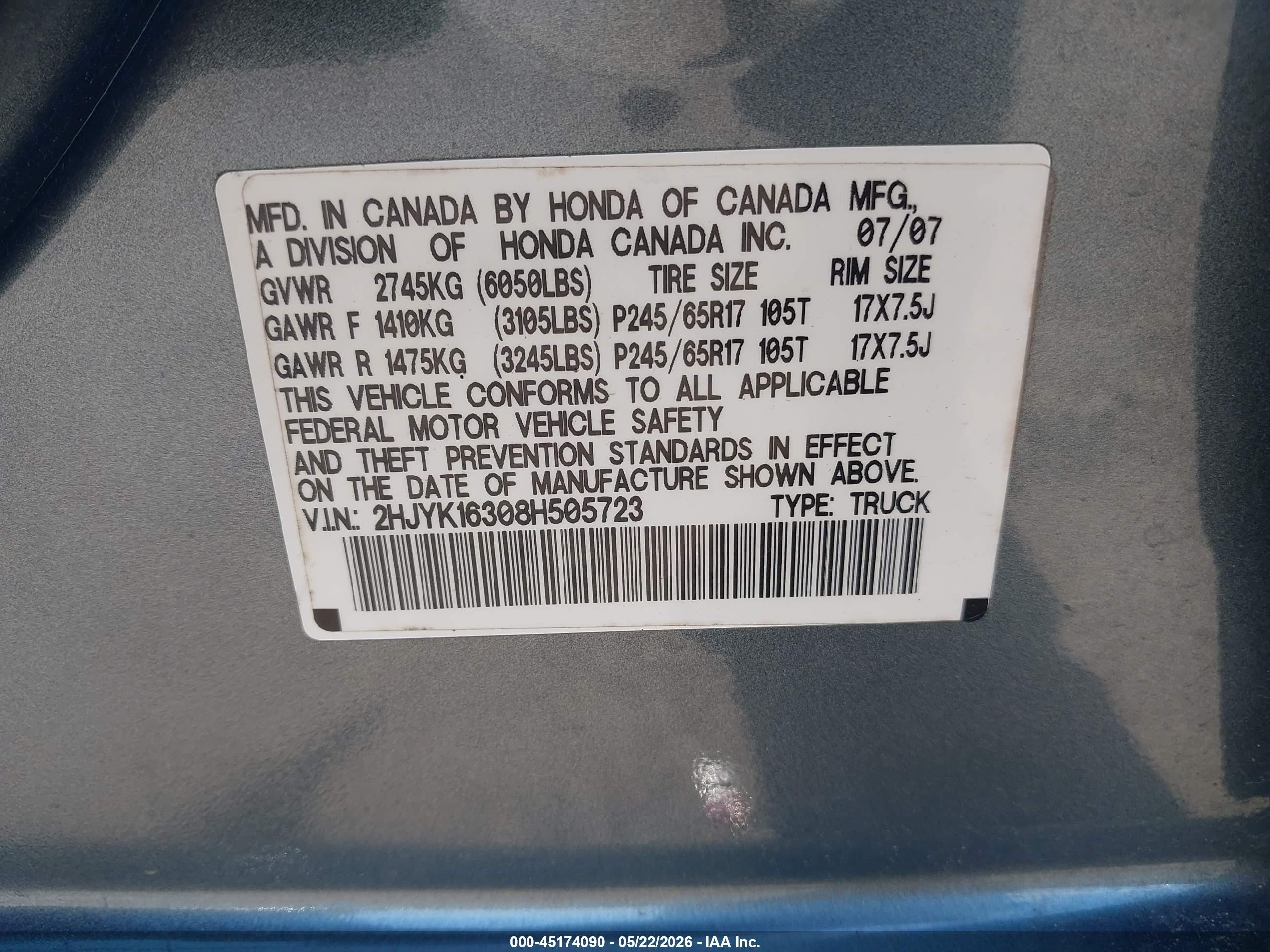 2008 Honda Ridgeline Rtx Gray vin: 2HJYK16308H505723