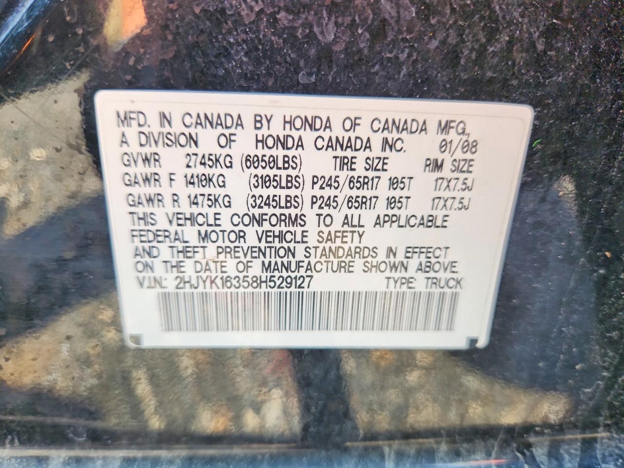 2008 Honda Ridgeline Rtx Черный vin: 2HJYK16358H529127