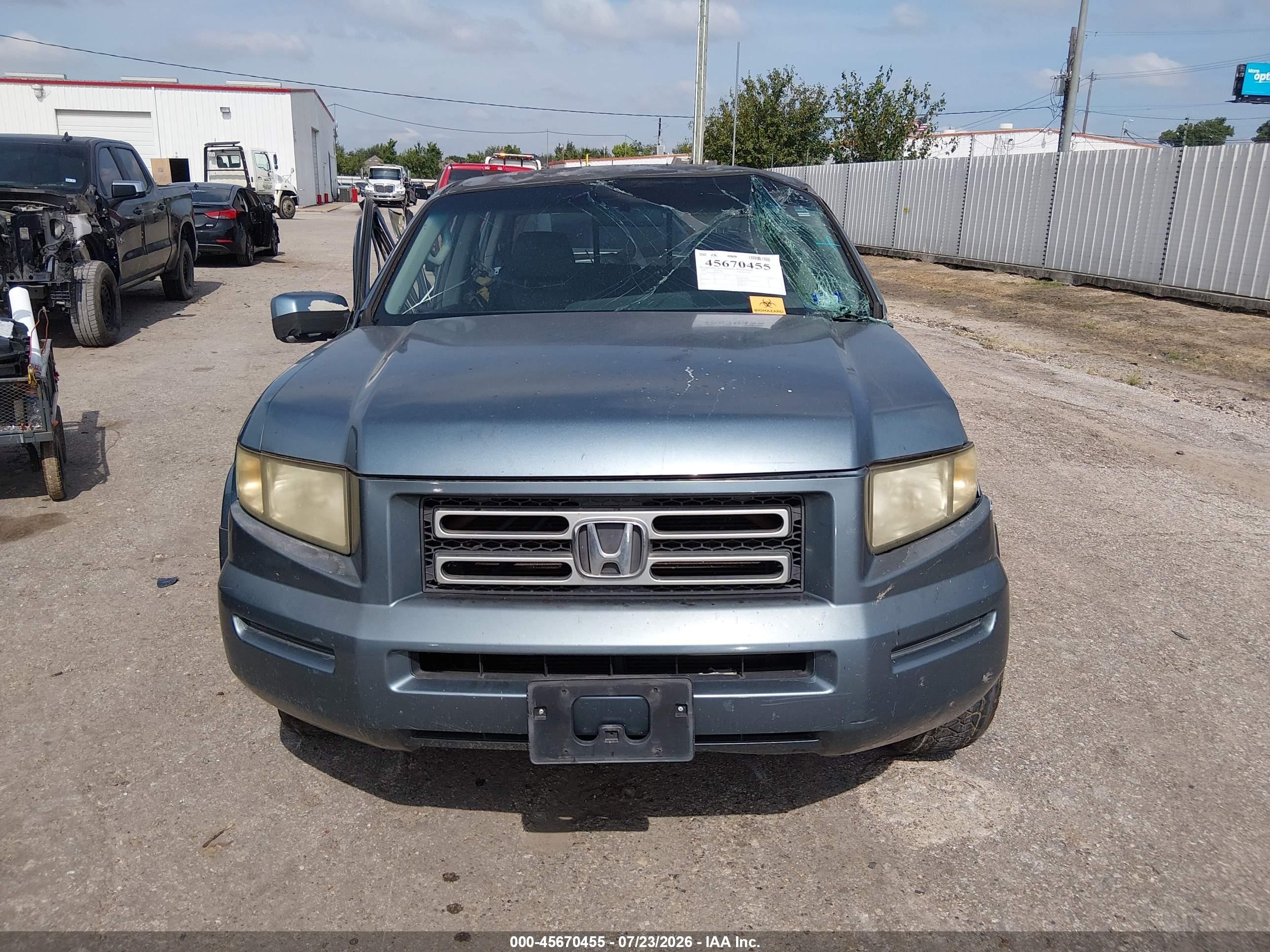 2006 Honda Ridgeline Rts Blue vin: 2HJYK16406H552725