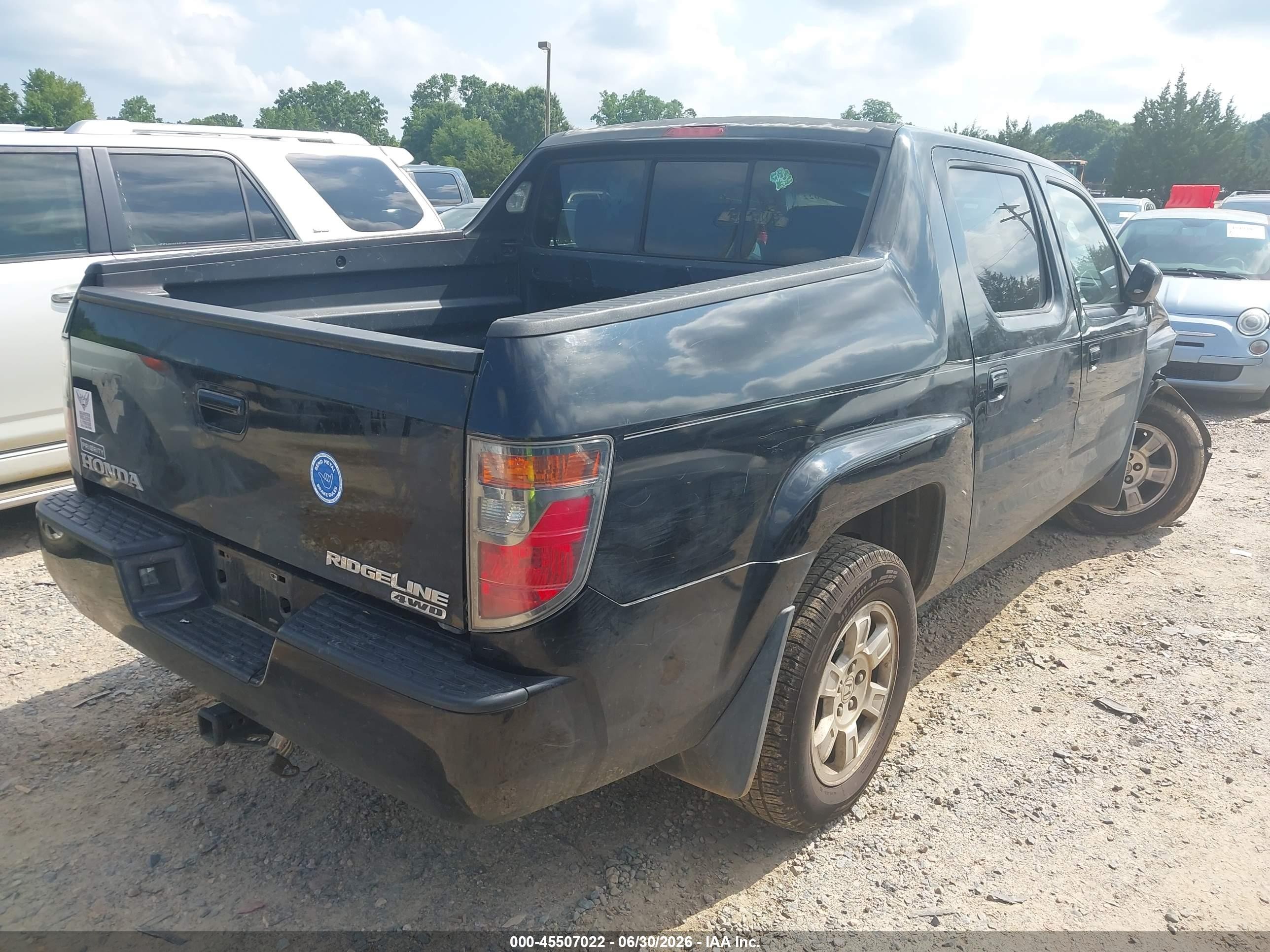 2008 Honda Ridgeline Rts Black vin: 2HJYK16438H512402