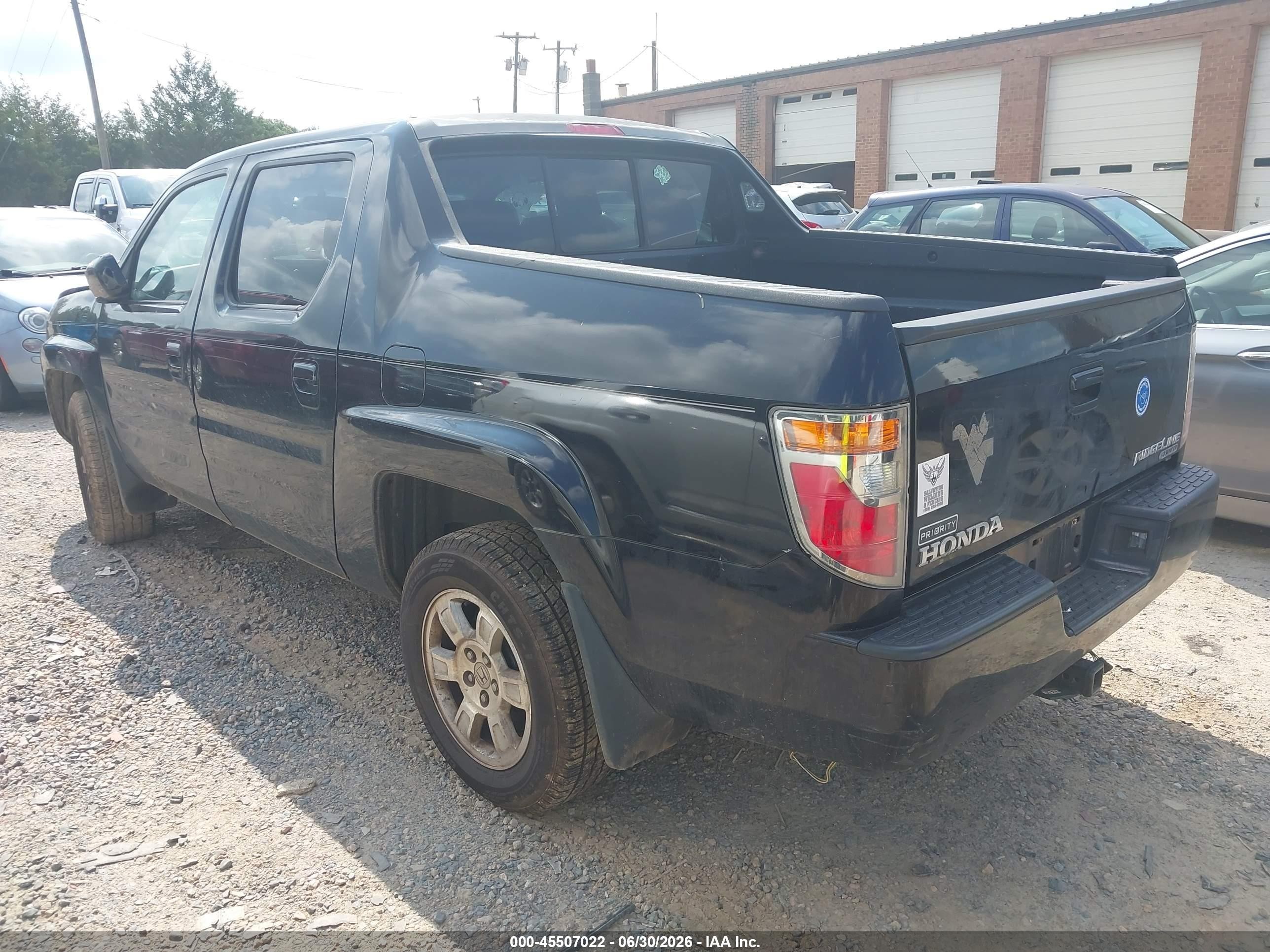 2008 Honda Ridgeline Rts Black vin: 2HJYK16438H512402