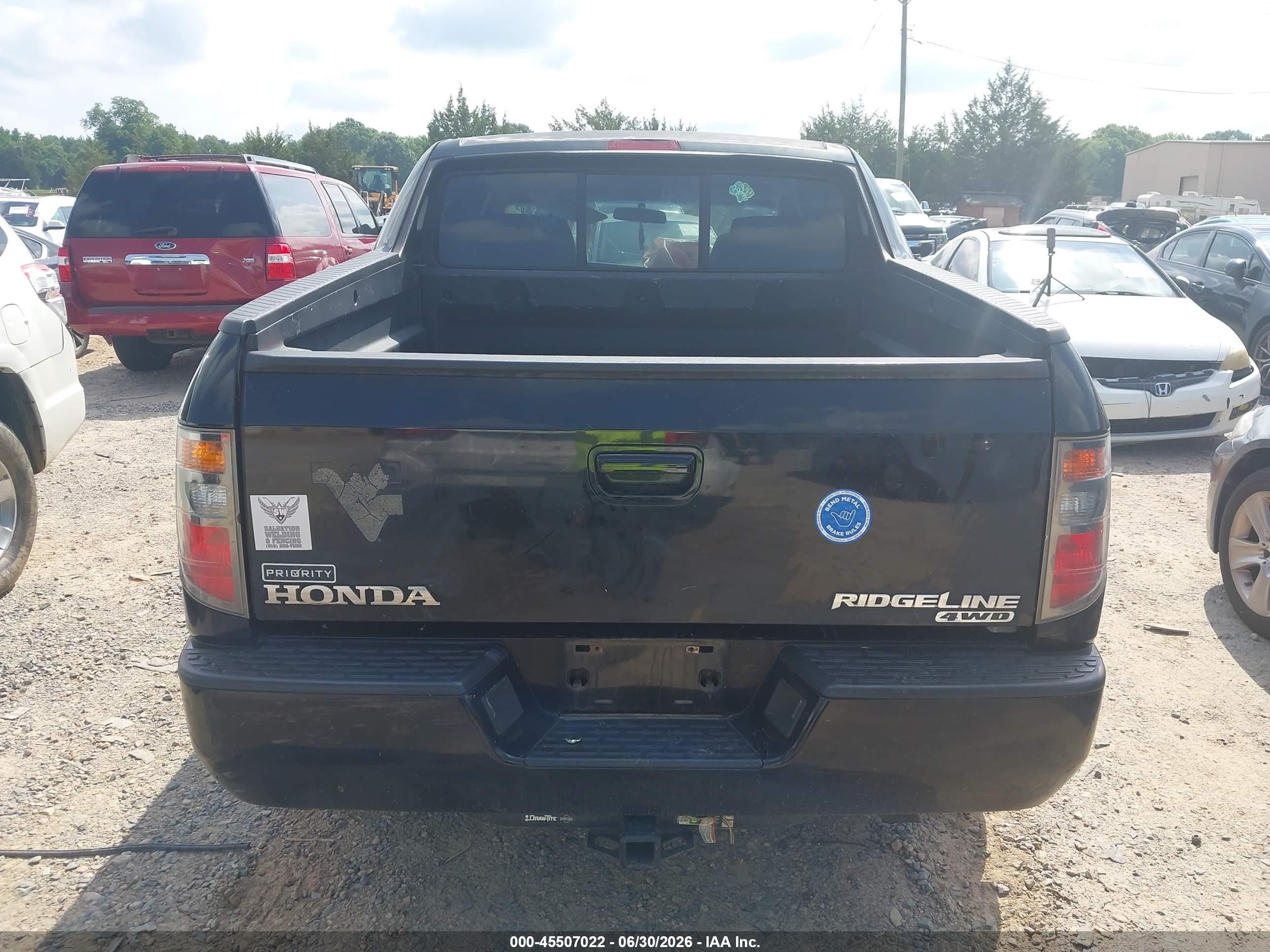 2008 Honda Ridgeline Rts Black vin: 2HJYK16438H512402