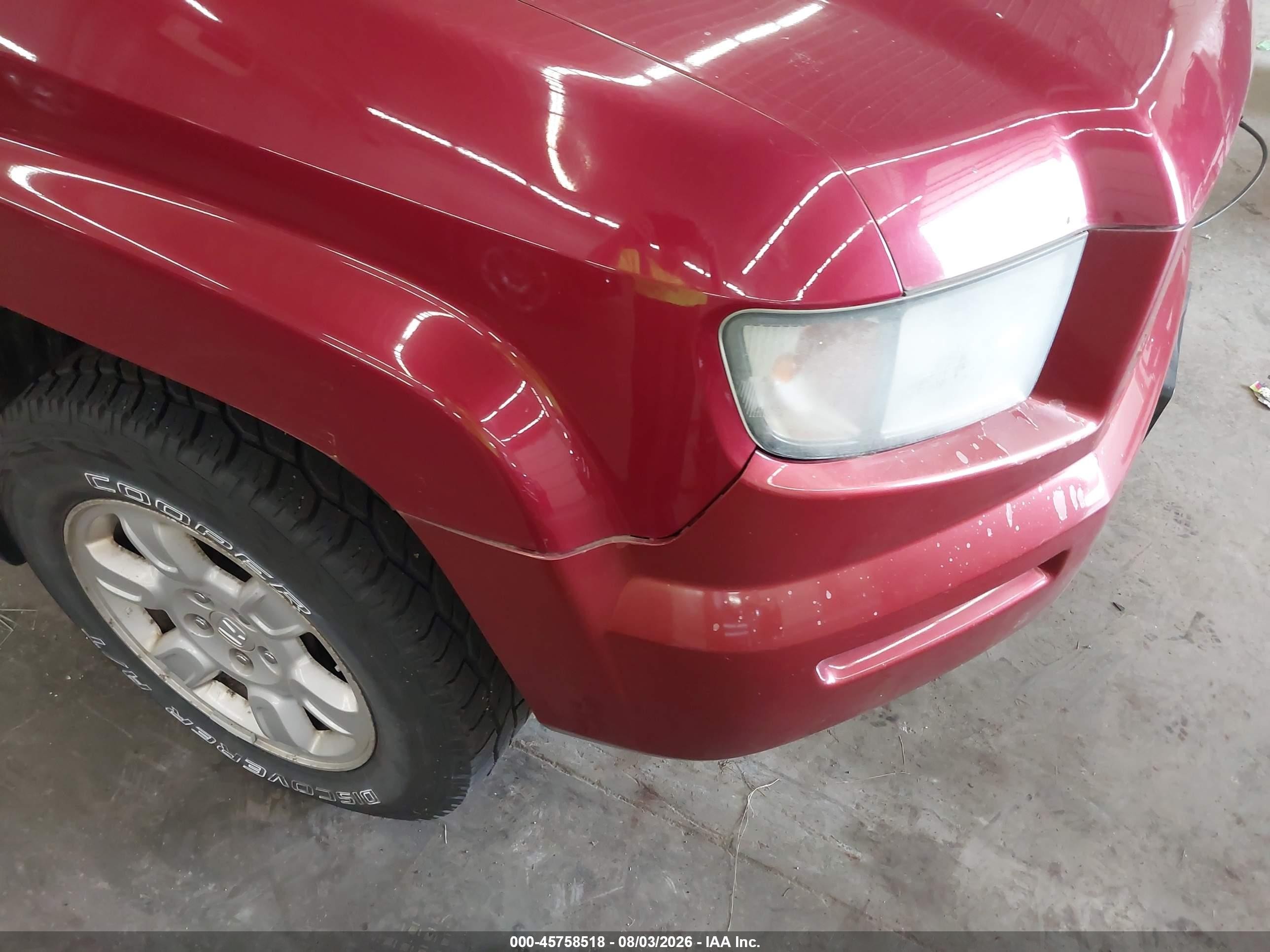 2006 Honda Ridgeline Rts Red vin: 2HJYK16446H534339