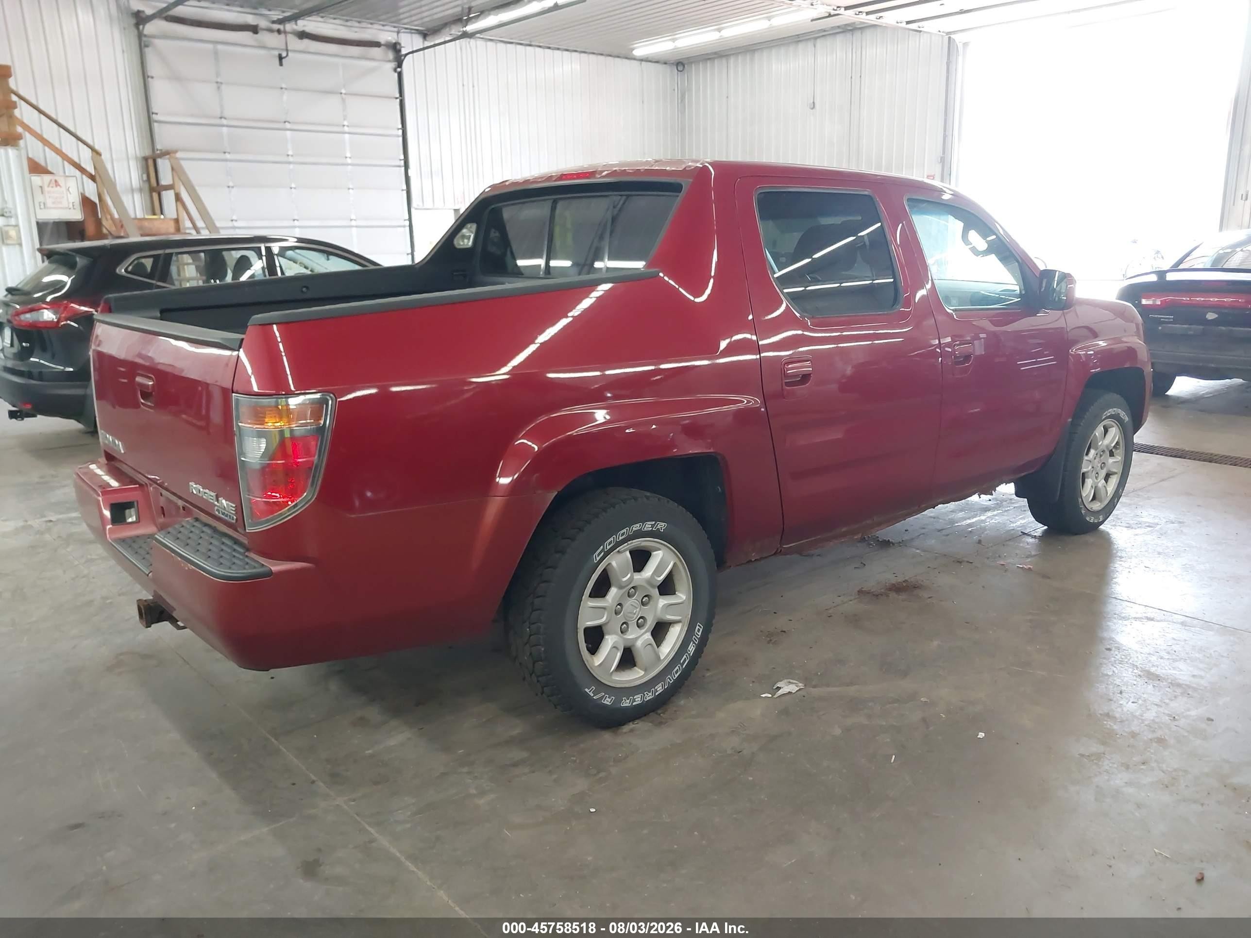 2006 Honda Ridgeline Rts Red vin: 2HJYK16446H534339
