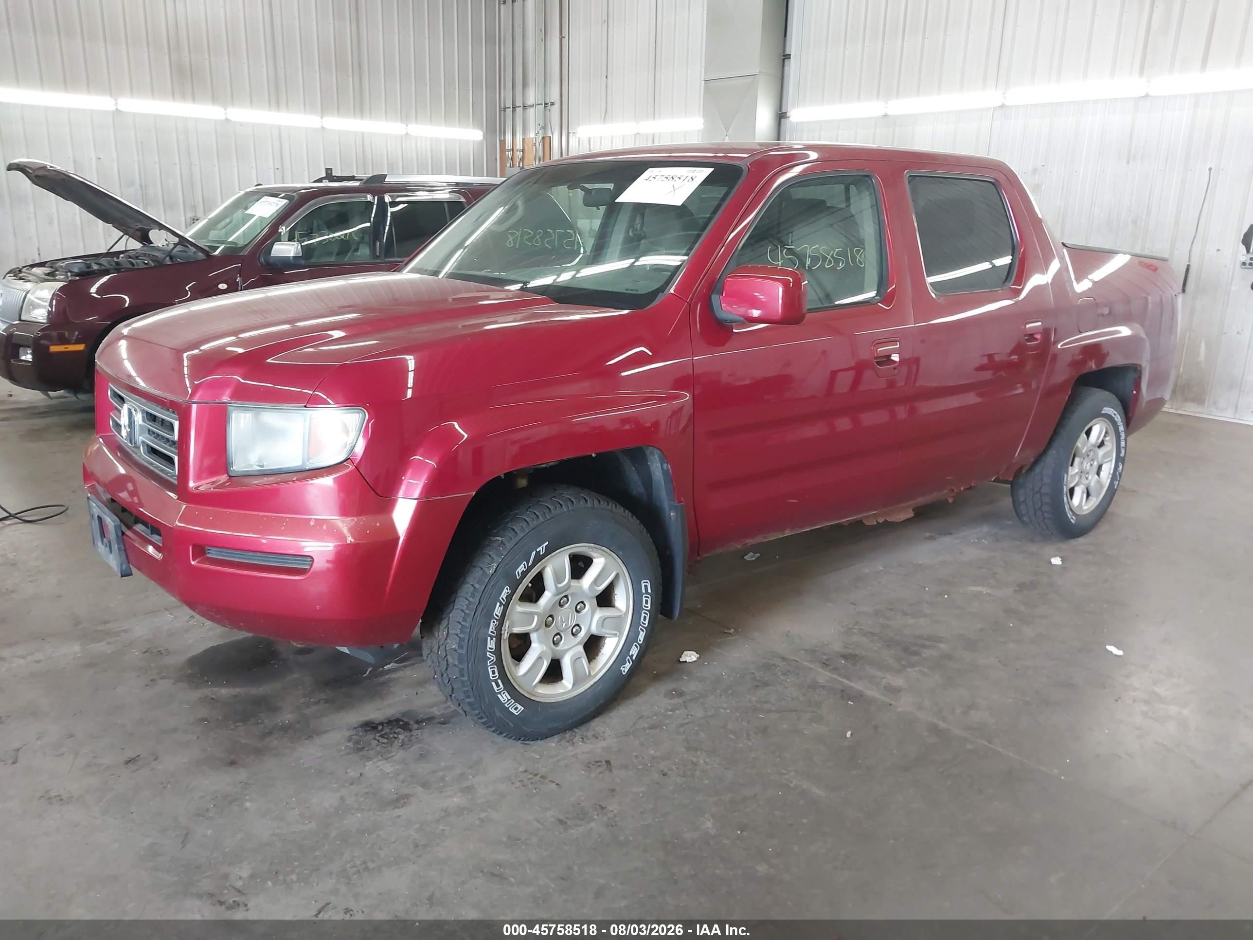 2006 Honda Ridgeline Rts Red vin: 2HJYK16446H534339
