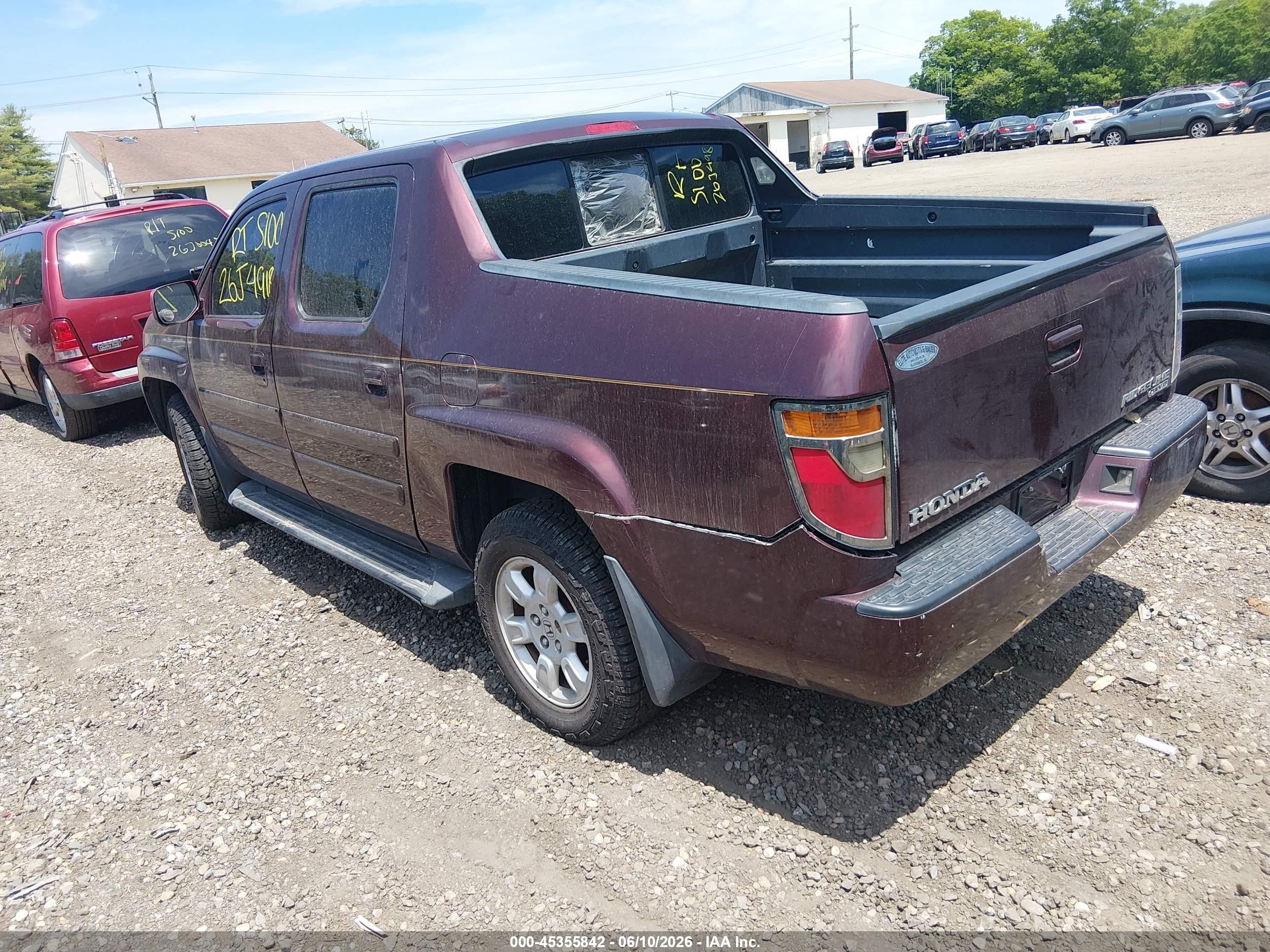 2007 Honda Ridgeline Rts Maroon vin: 2HJYK16447H518529