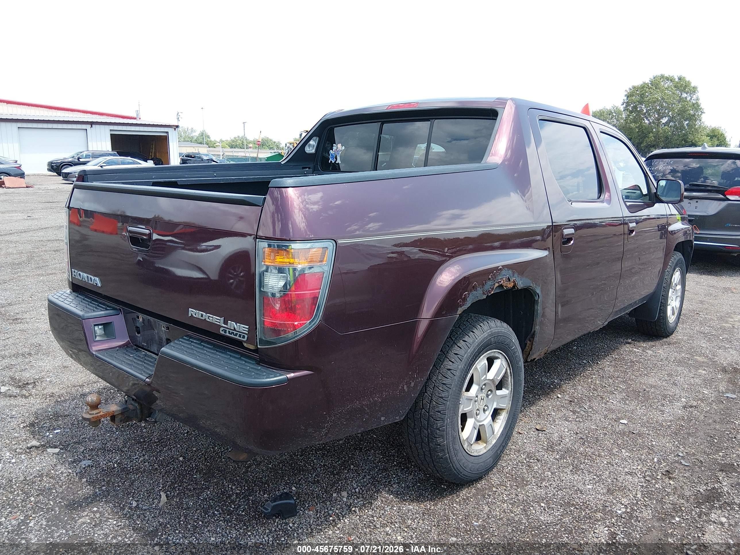 2008 Honda Ridgeline Rts Burgundy vin: 2HJYK16448H514885