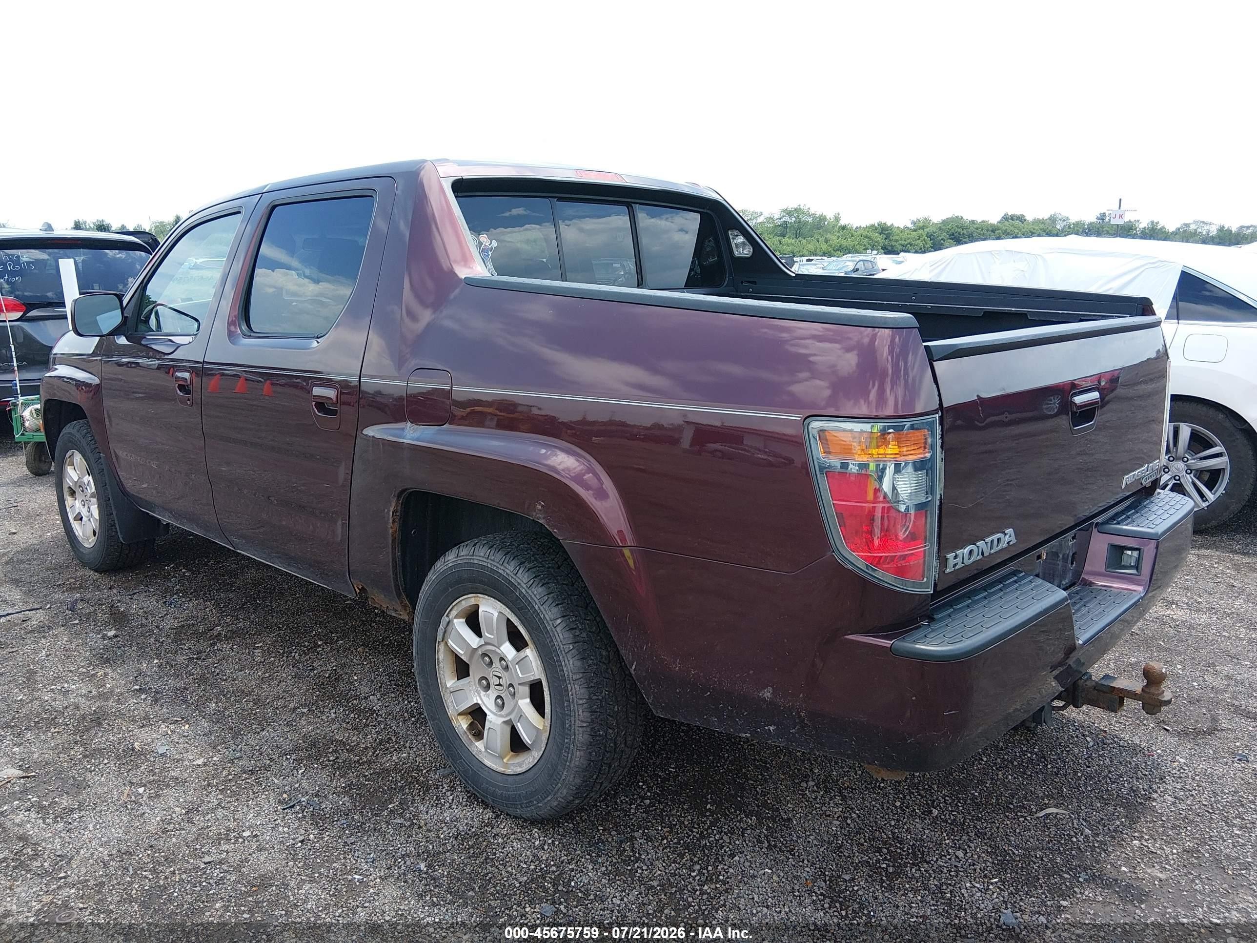 2008 Honda Ridgeline Rts Burgundy vin: 2HJYK16448H514885