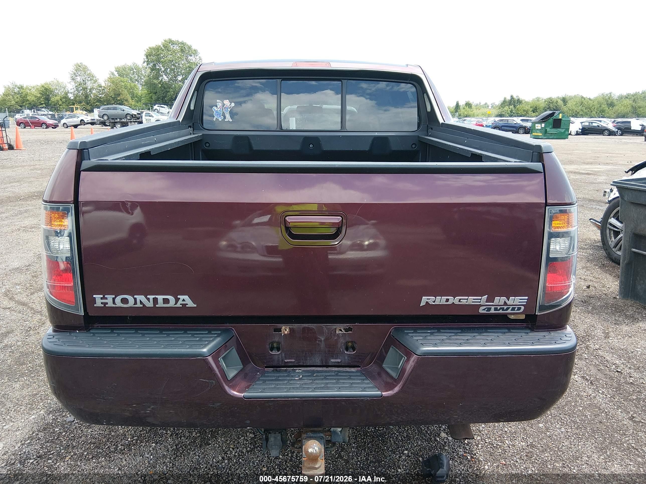2008 Honda Ridgeline Rts Burgundy vin: 2HJYK16448H514885