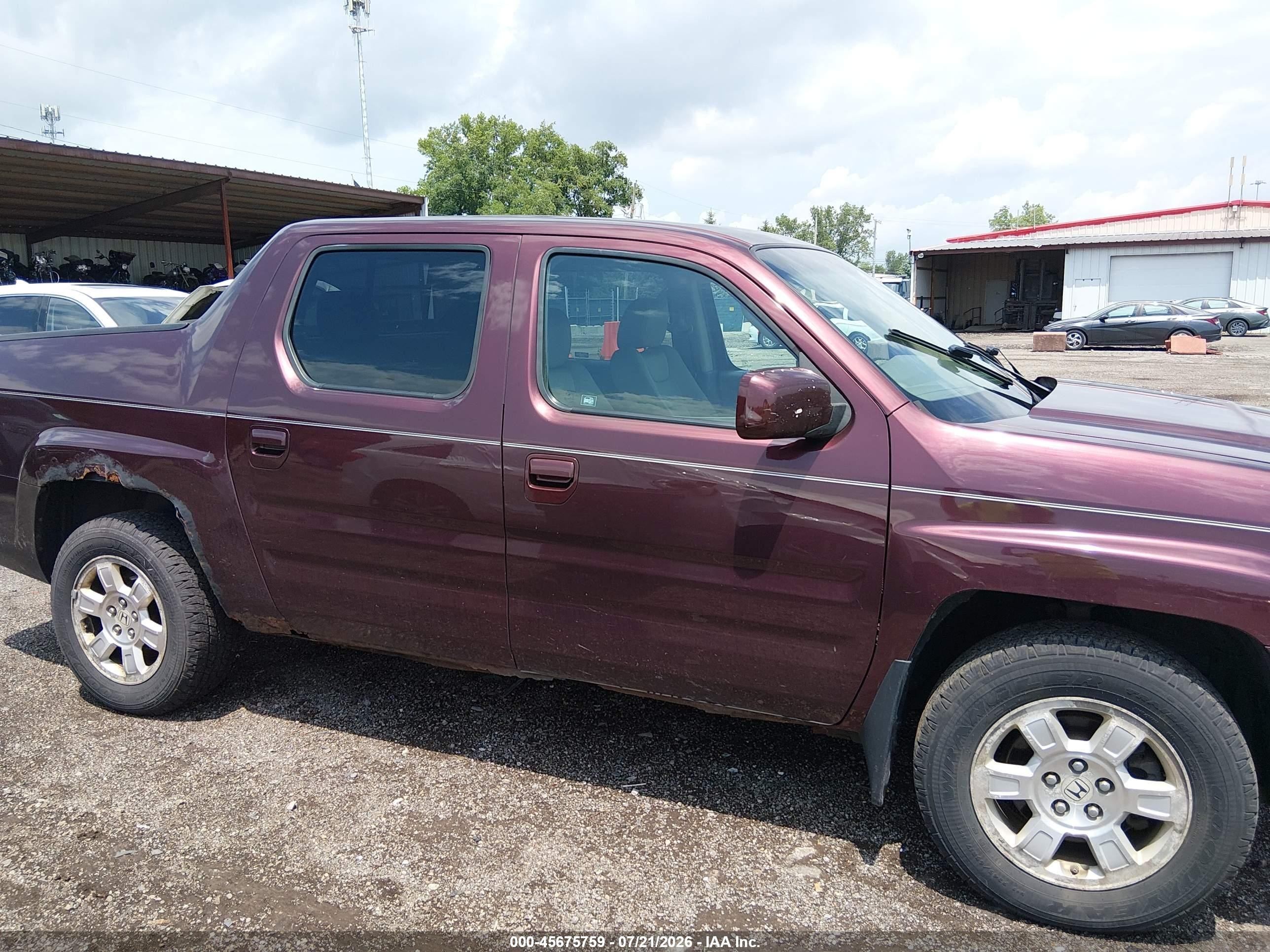 2008 Honda Ridgeline Rts Burgundy vin: 2HJYK16448H514885