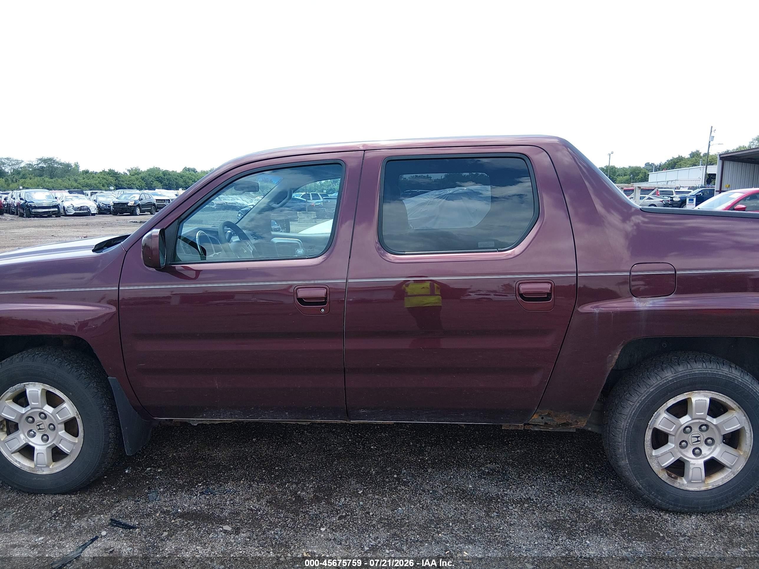 2008 Honda Ridgeline Rts Burgundy vin: 2HJYK16448H514885