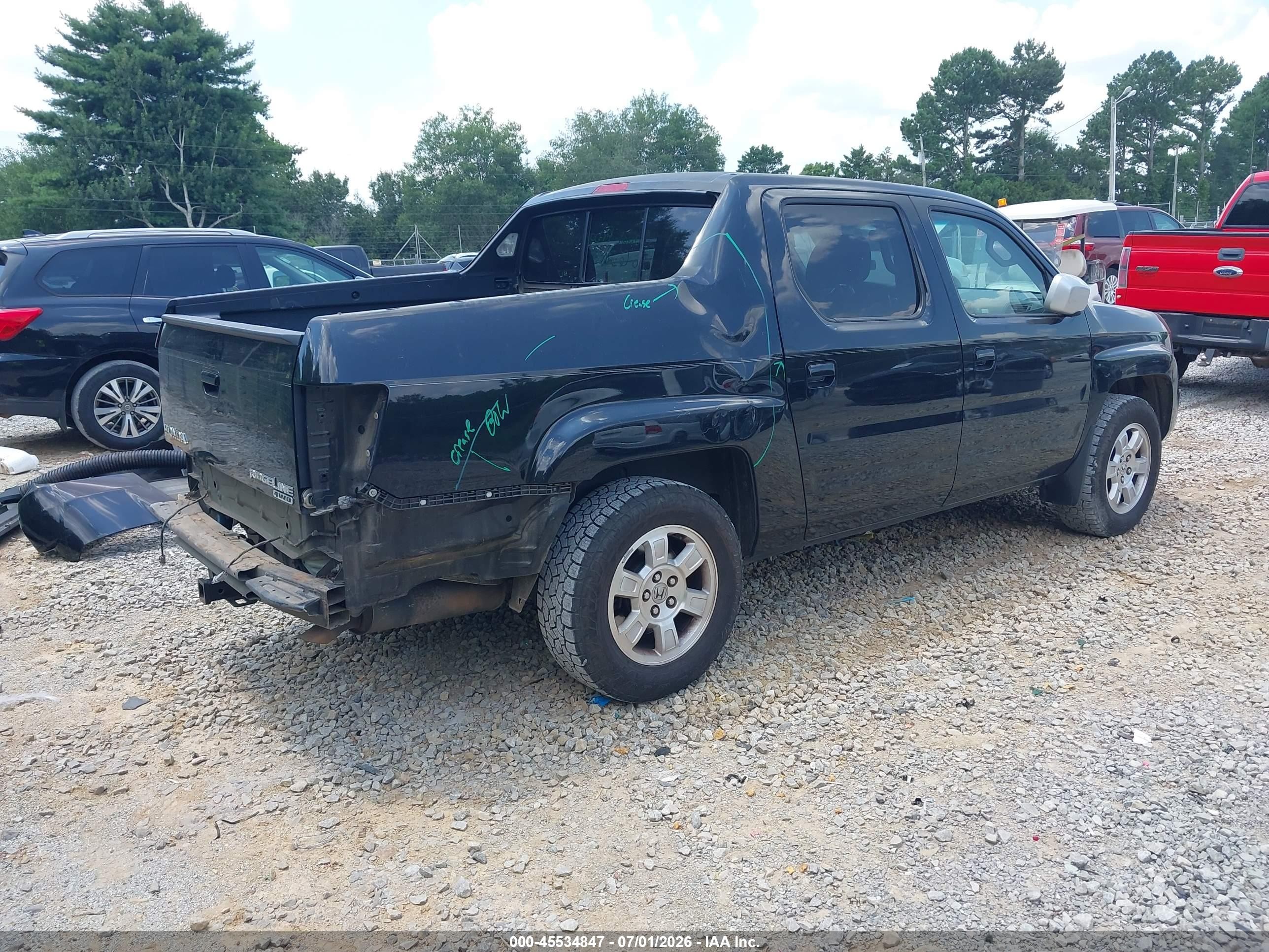 2008 Honda Ridgeline Rts Black vin: 2HJYK16448H524185