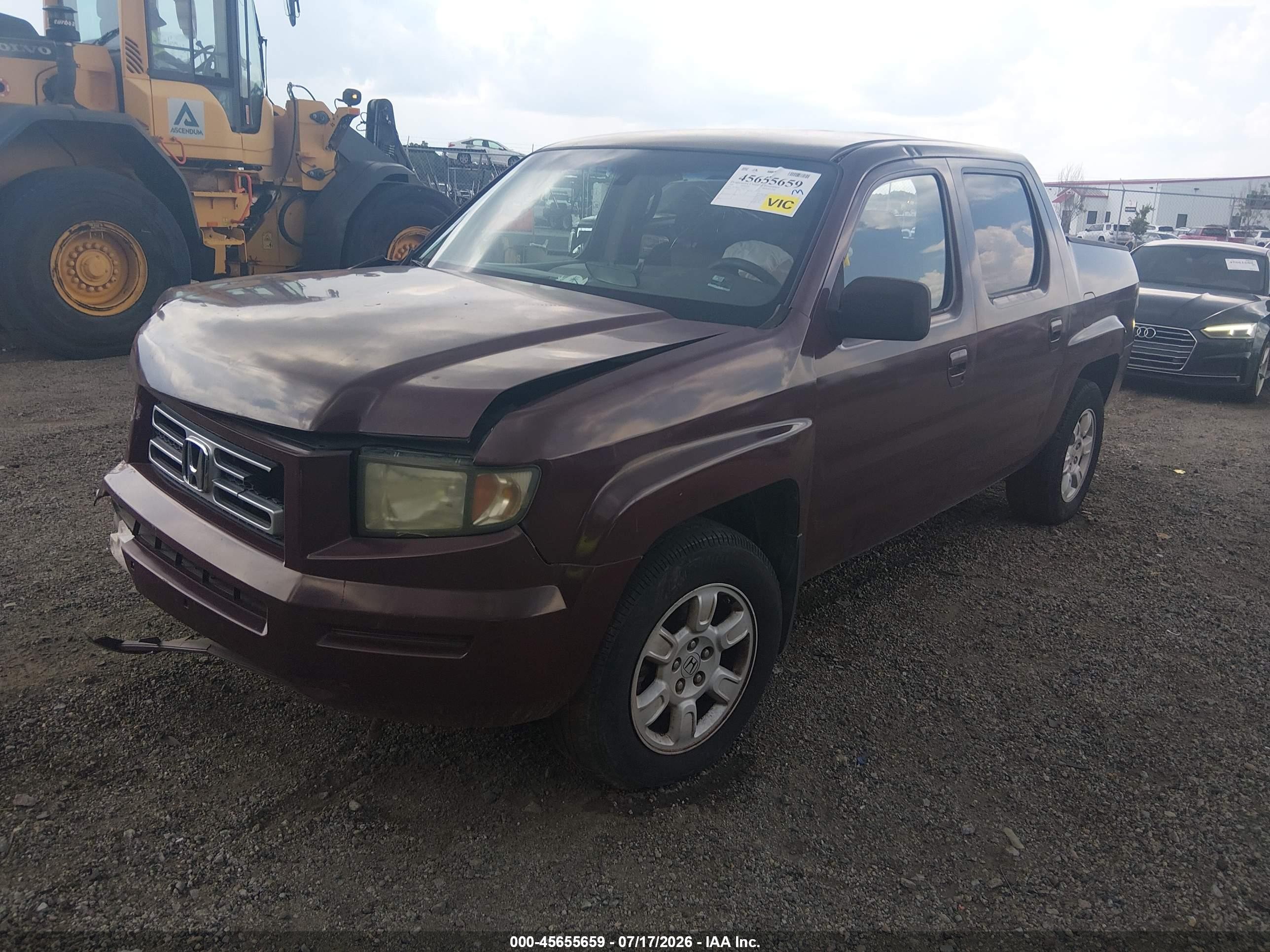 2007 Honda Ridgeline Rts Red vin: 2HJYK16457H550471