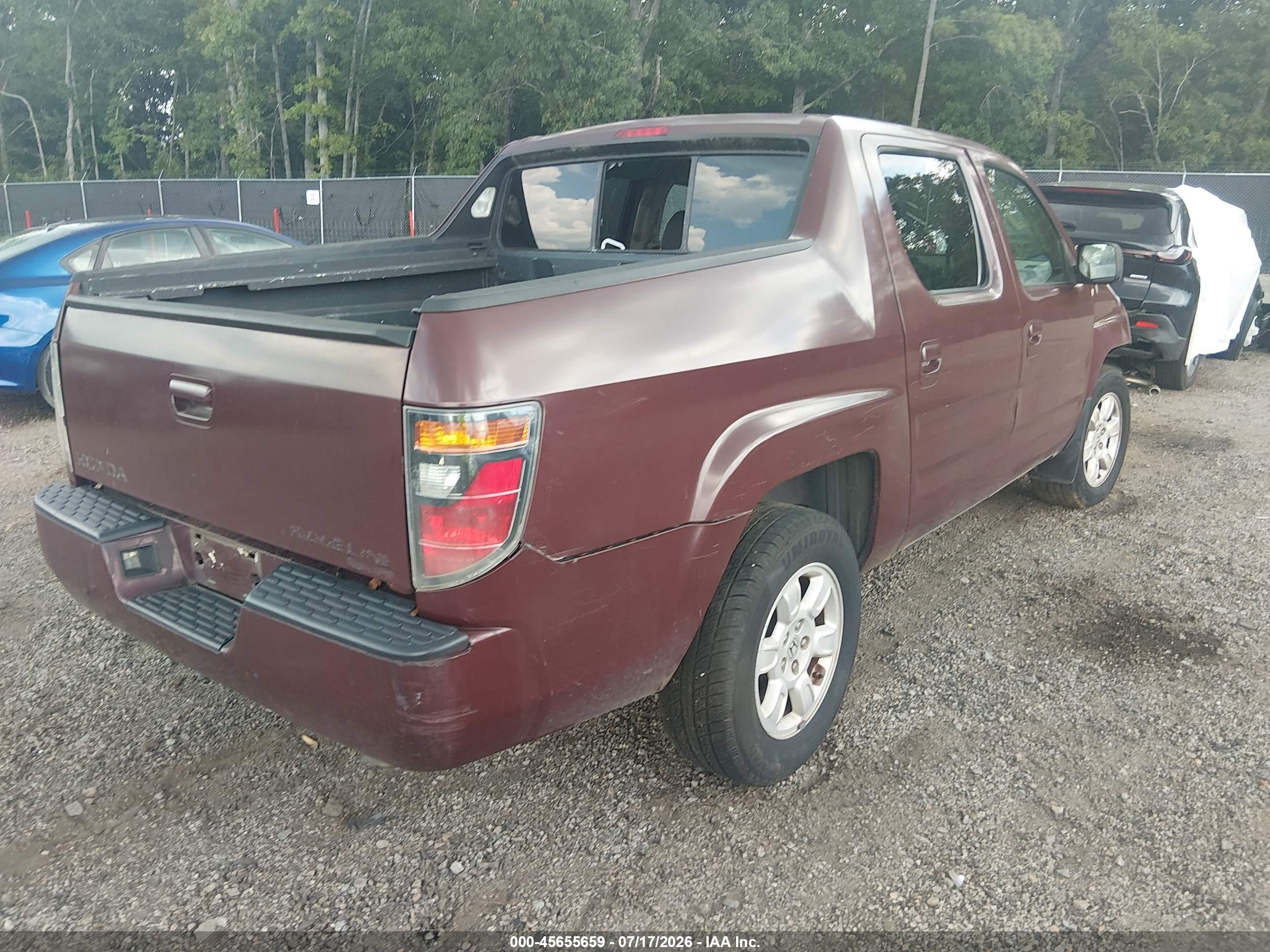 2007 Honda Ridgeline Rts Red vin: 2HJYK16457H550471