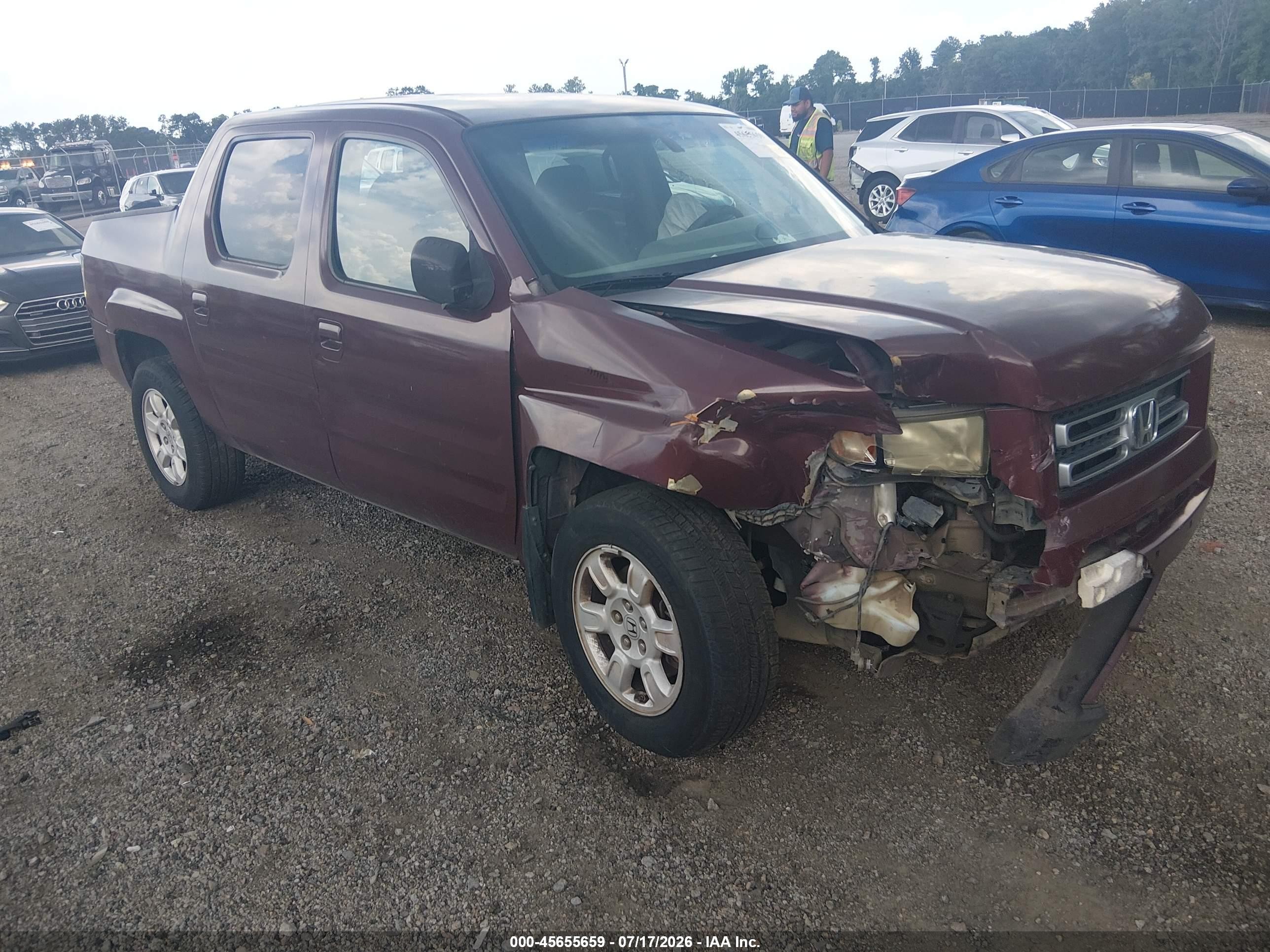 2007 Honda Ridgeline Rts Red vin: 2HJYK16457H550471