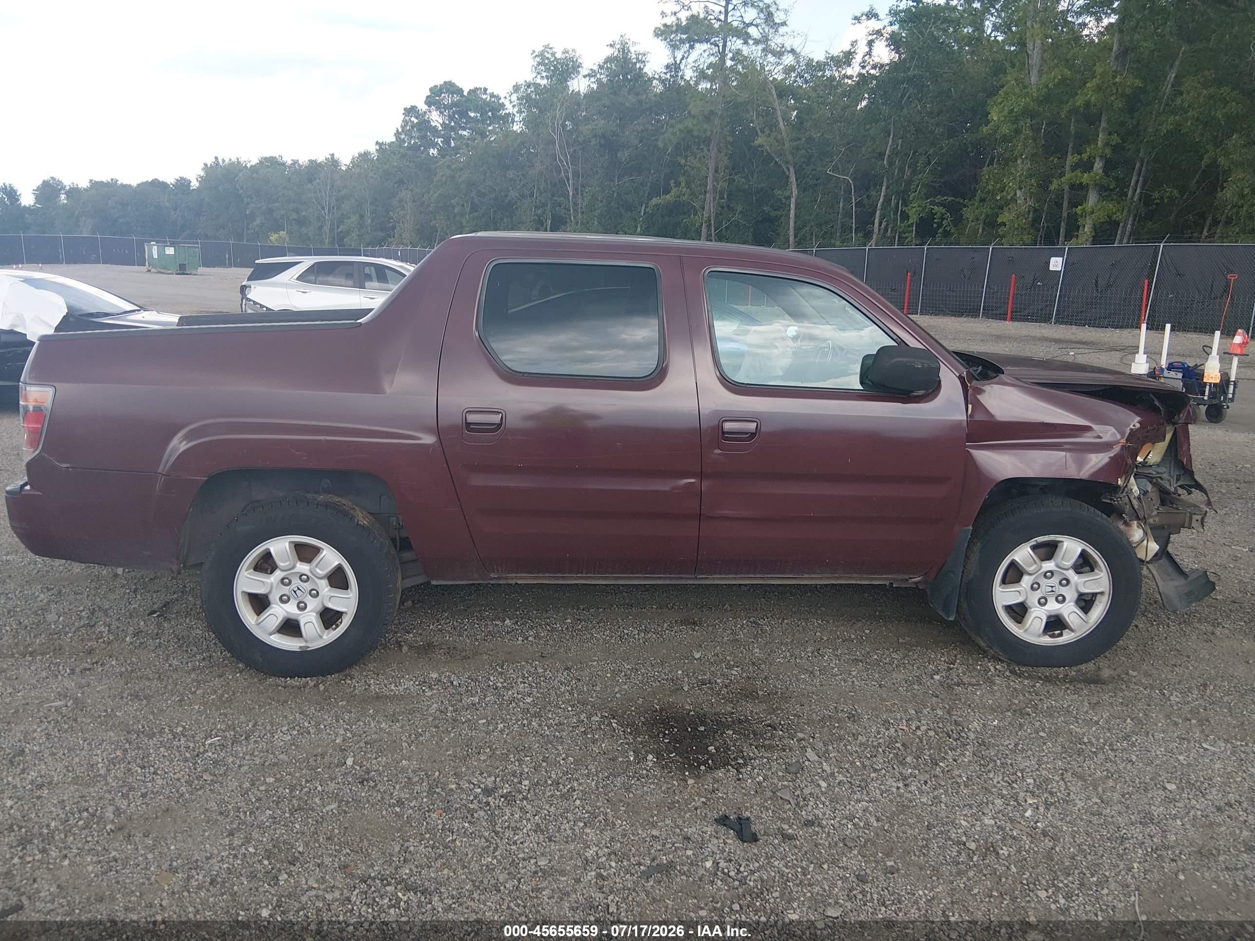 2007 Honda Ridgeline Rts Red vin: 2HJYK16457H550471