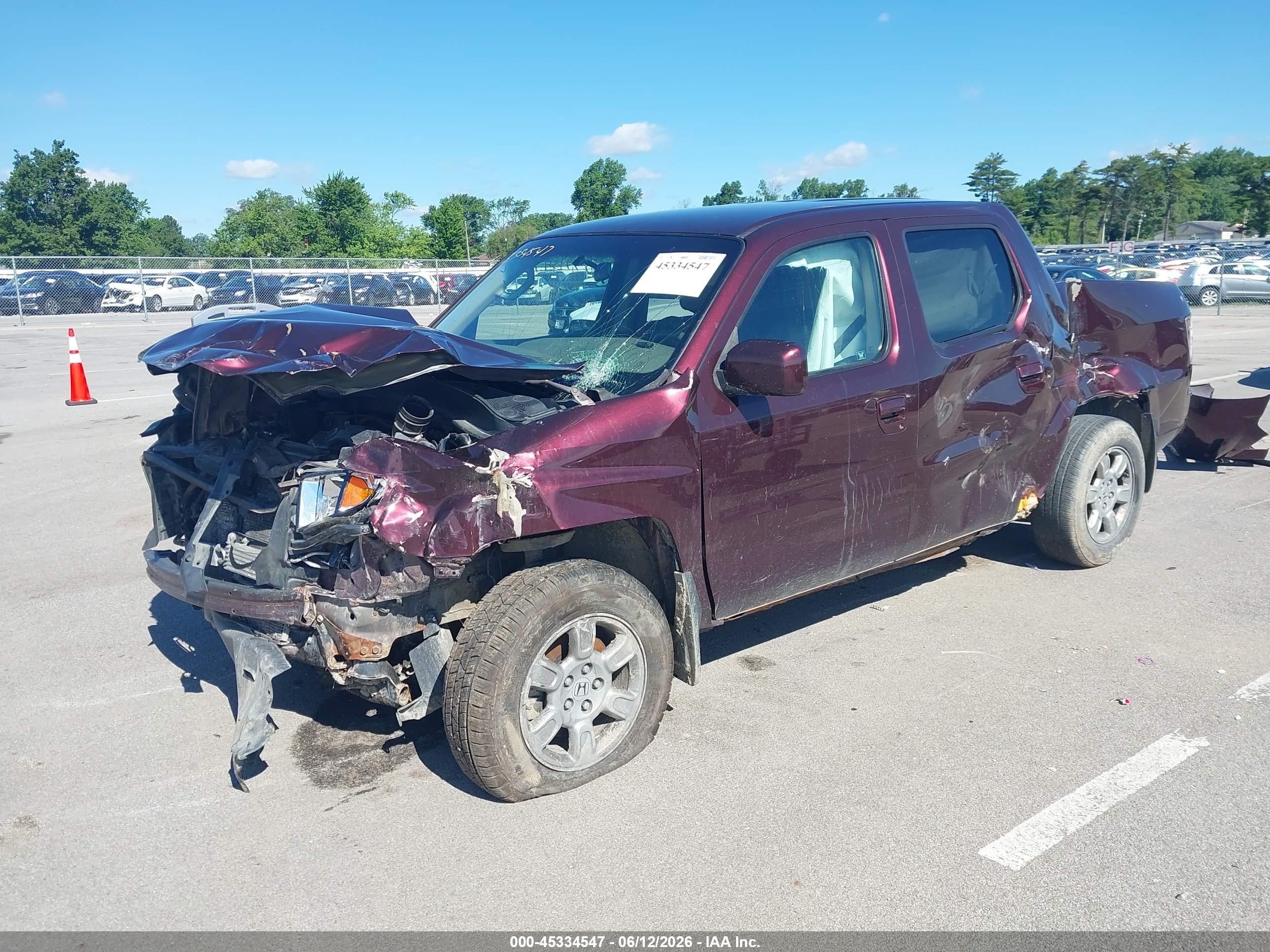 2007 Honda Ridgeline Rts Maroon vin: 2HJYK16467H546638