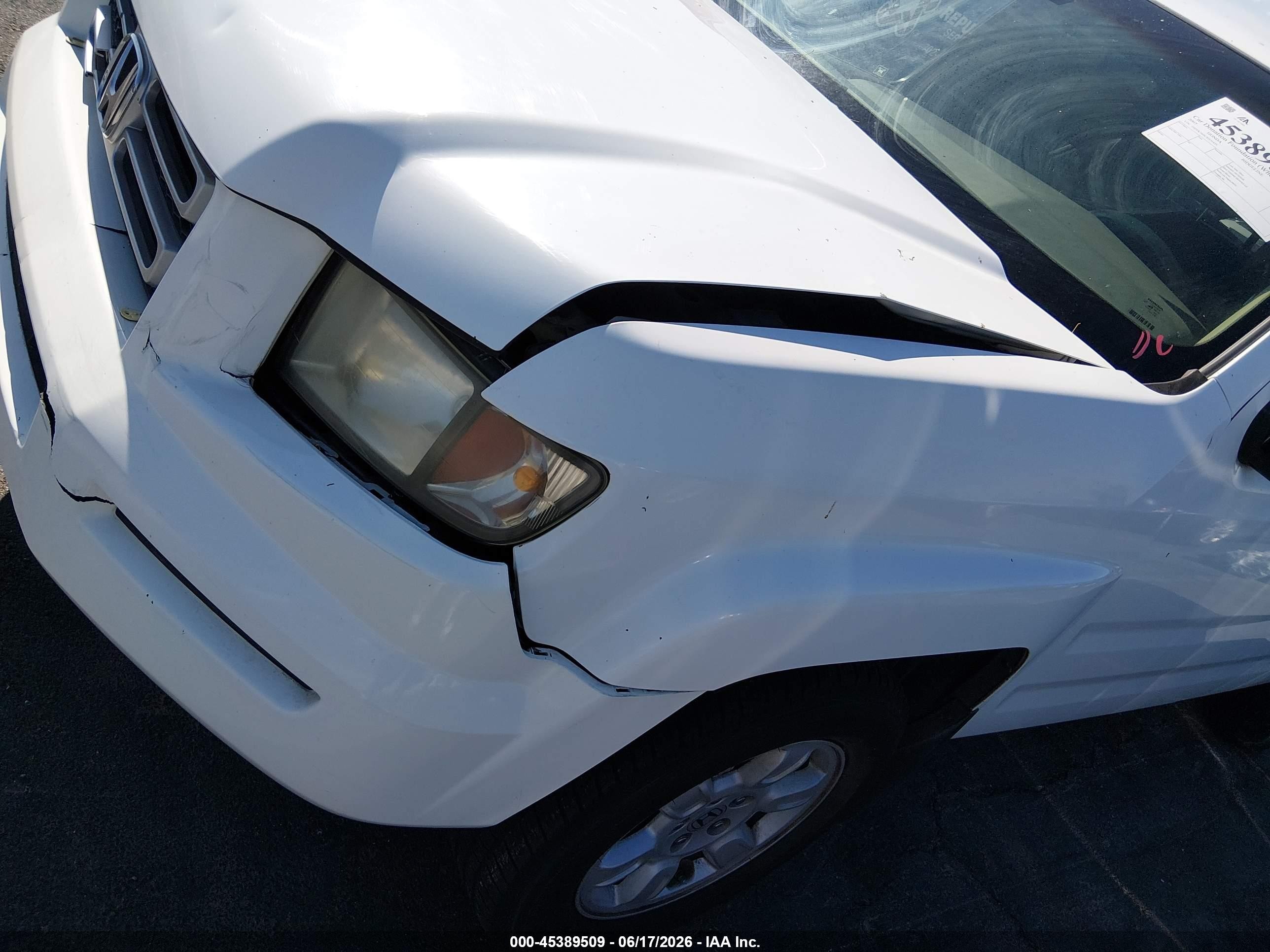 2007 Honda Ridgeline Rts White vin: 2HJYK16467H551435