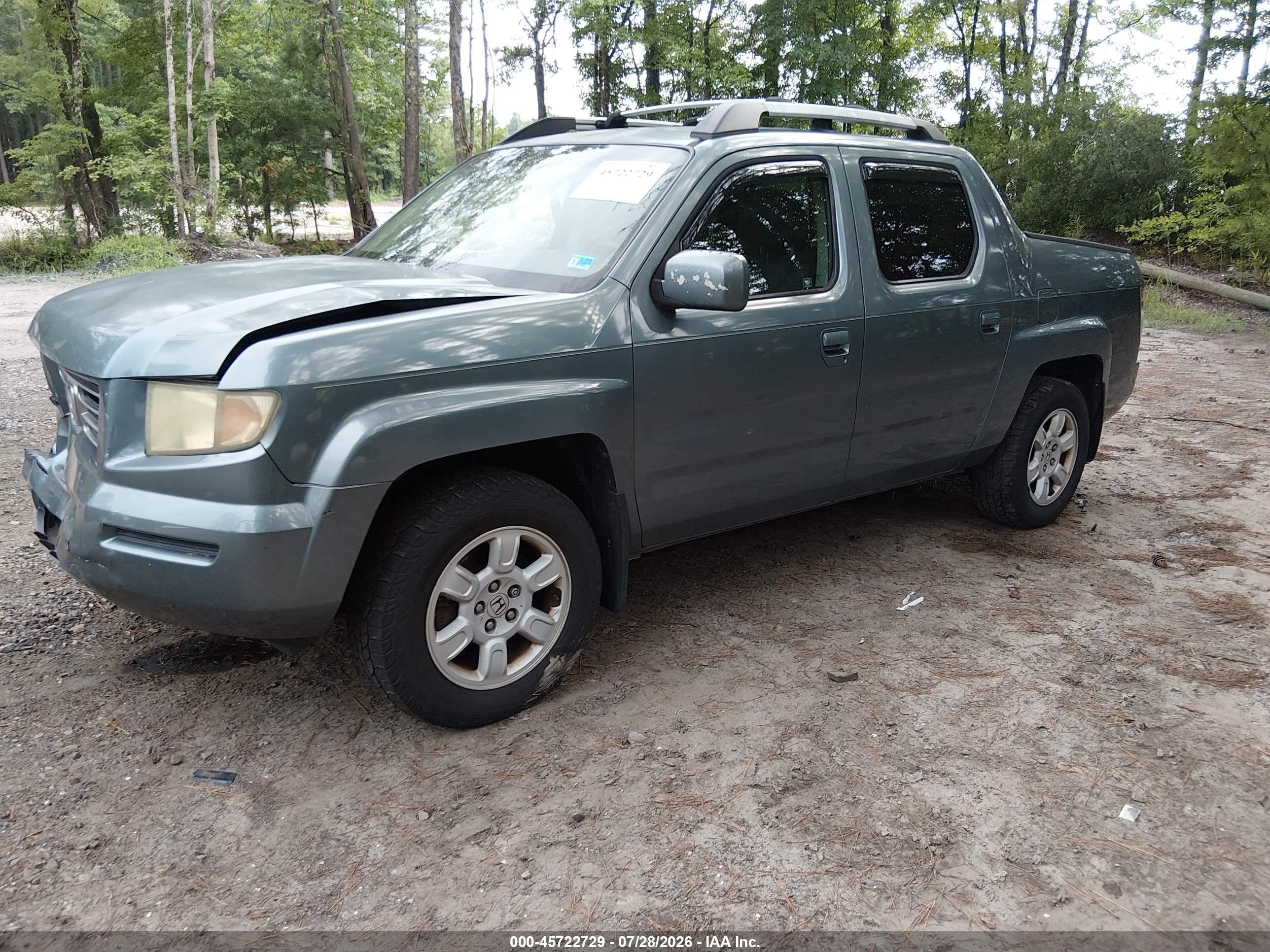 2007 Honda Ridgeline Rts Blue vin: 2HJYK16487H500437