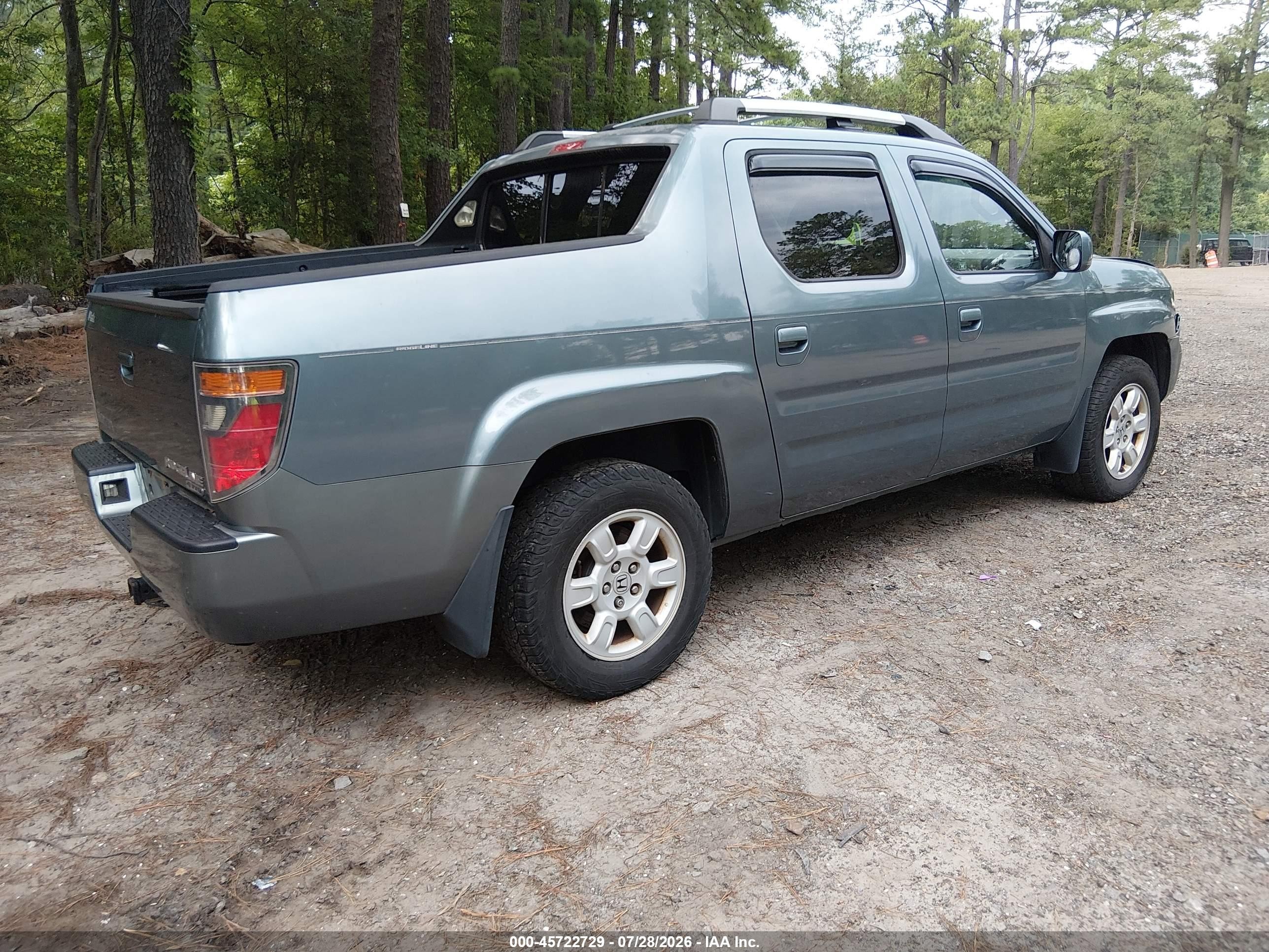 2007 Honda Ridgeline Rts Blue vin: 2HJYK16487H500437