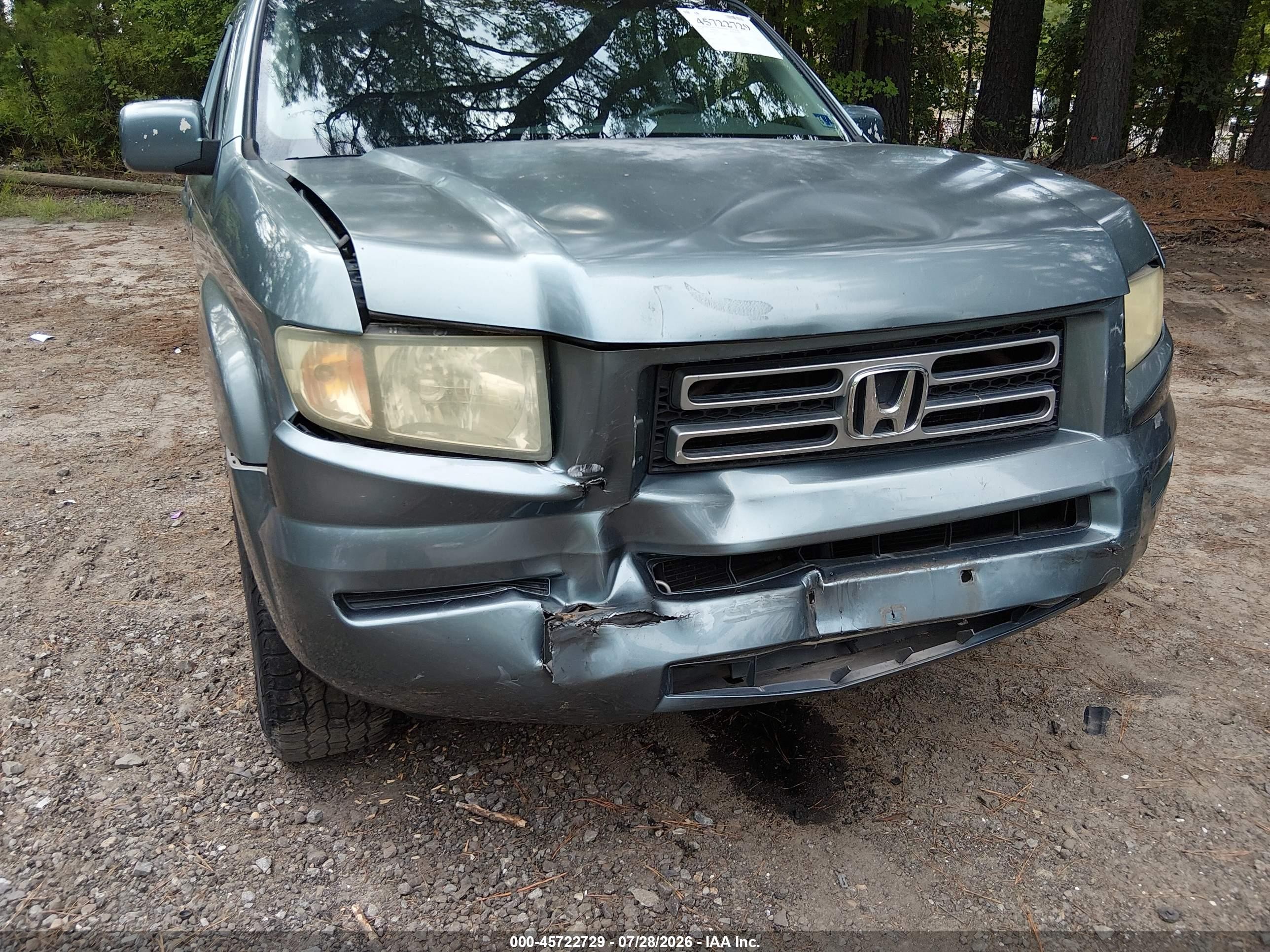 2007 Honda Ridgeline Rts Blue vin: 2HJYK16487H500437