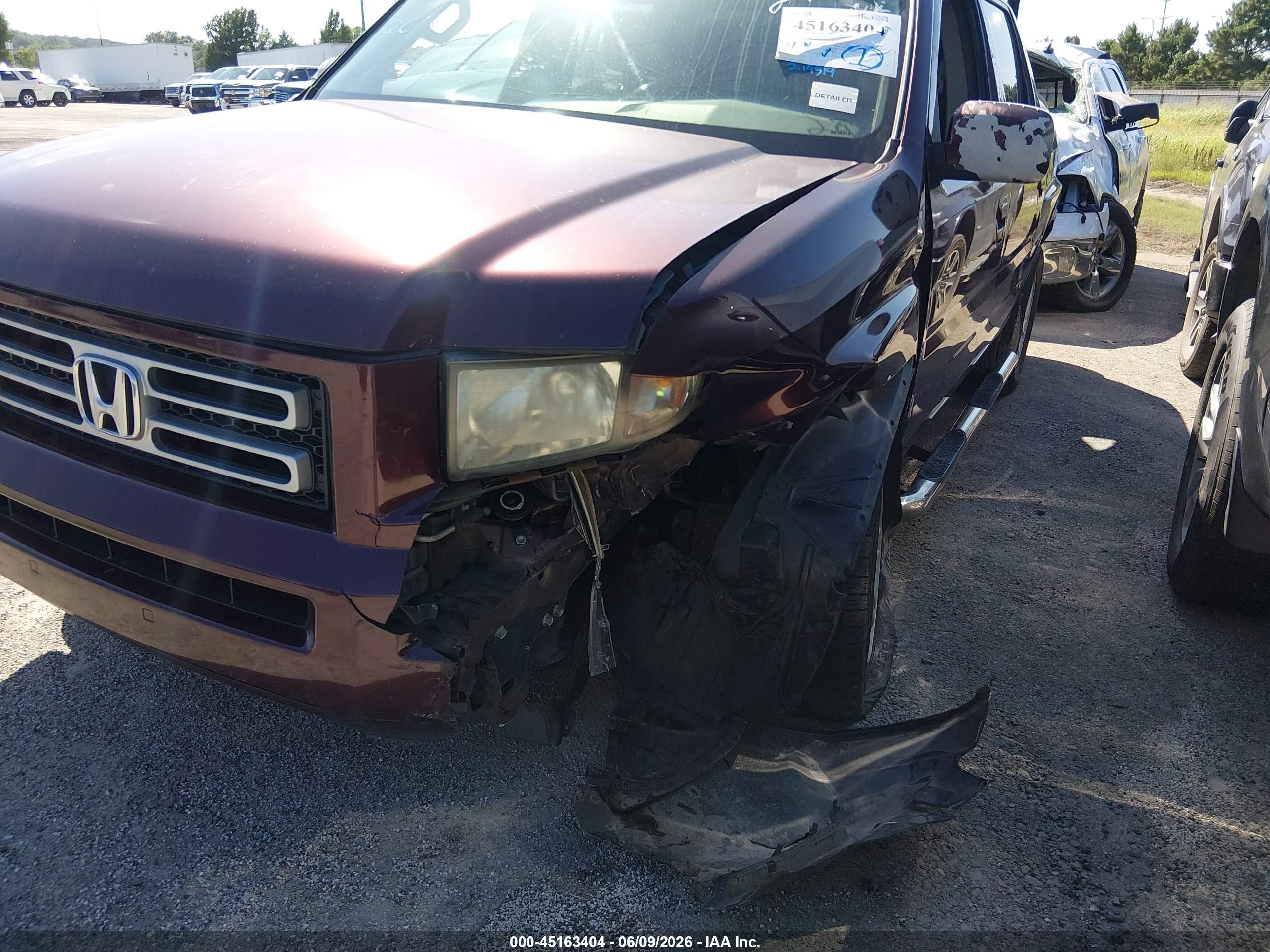 2007 Honda Ridgeline Rts Maroon vin: 2HJYK16487H550447