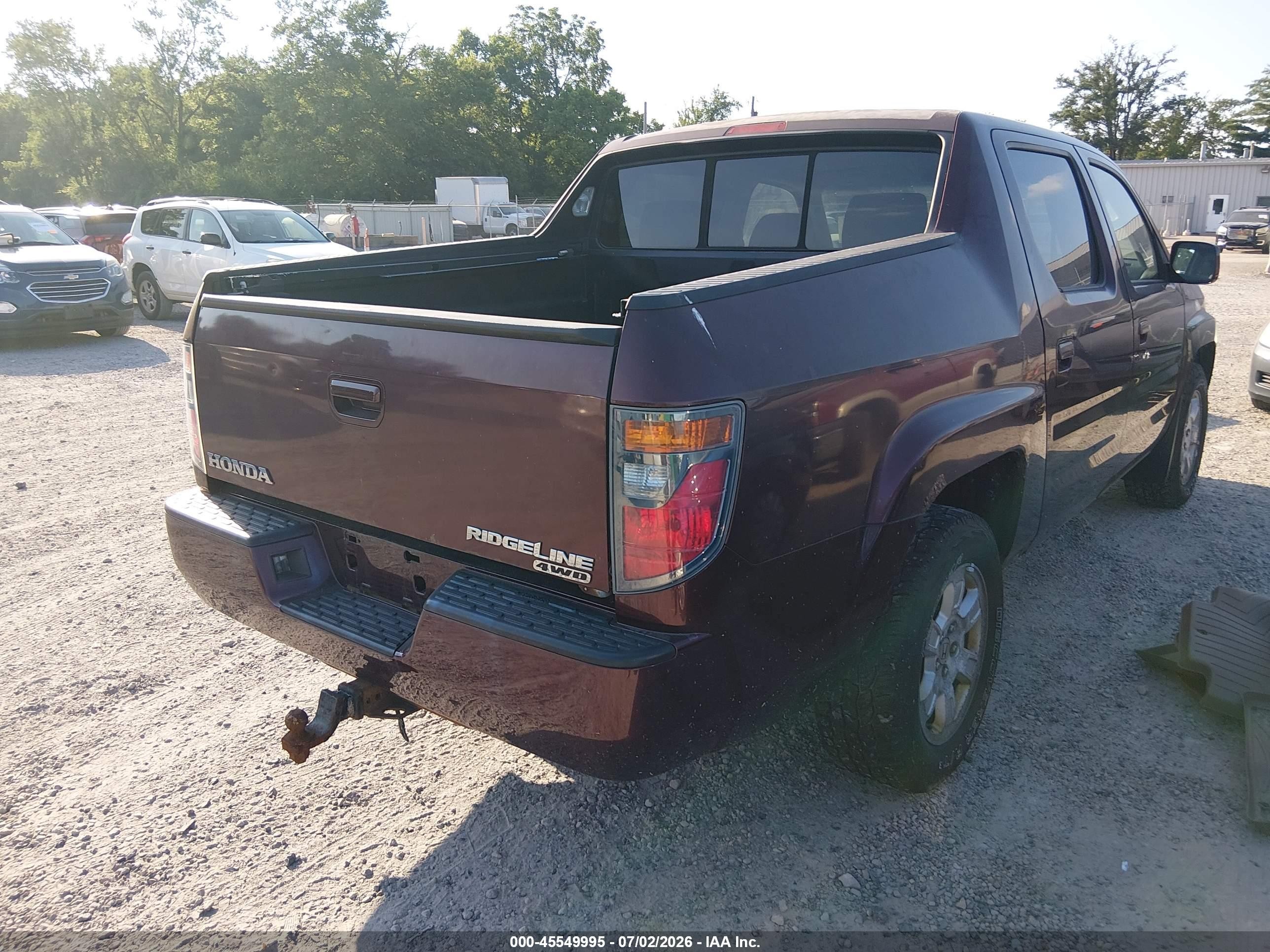 2008 Honda Ridgeline Rts Maroon vin: 2HJYK16488H504845