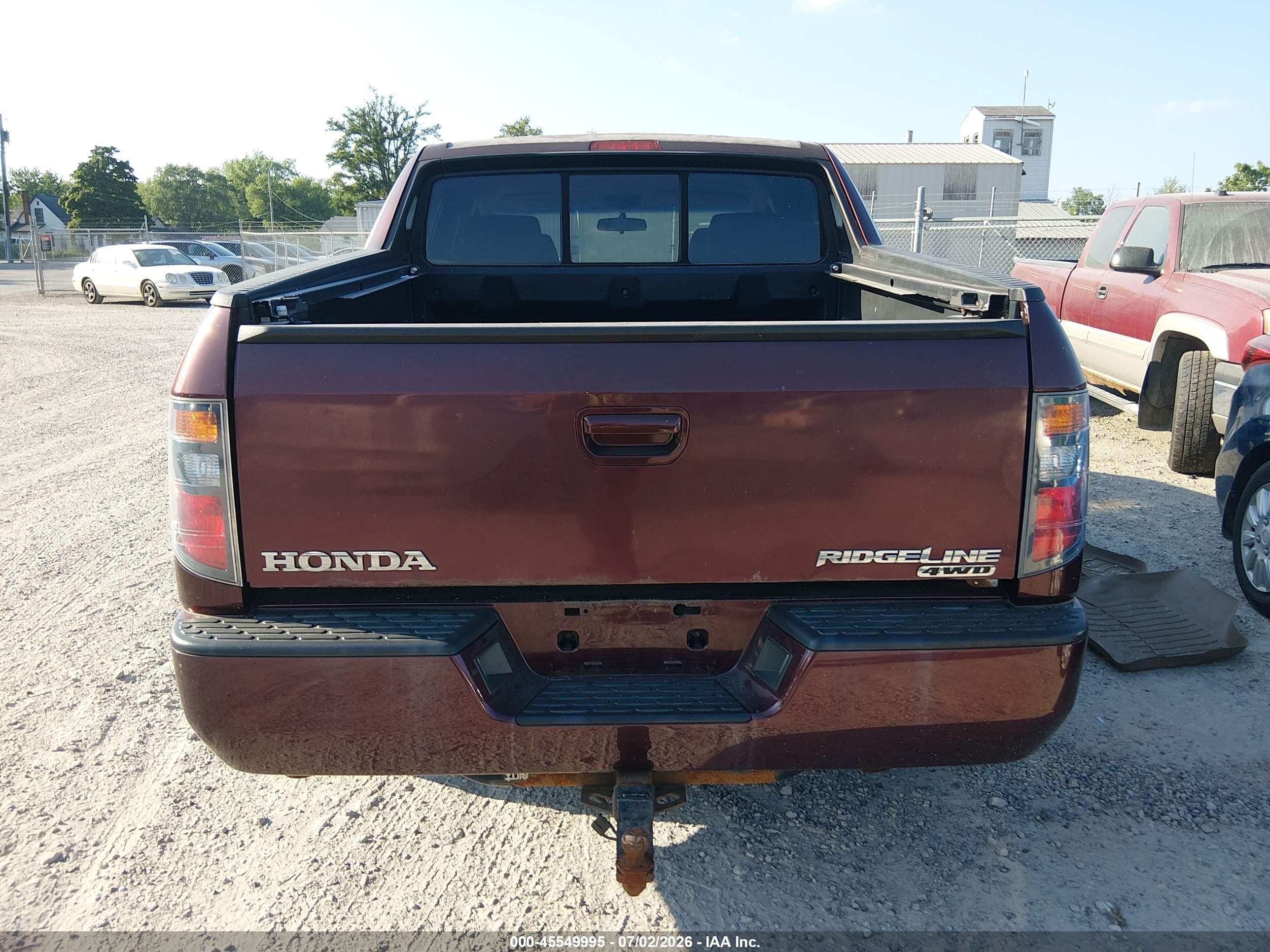 2008 Honda Ridgeline Rts Maroon vin: 2HJYK16488H504845