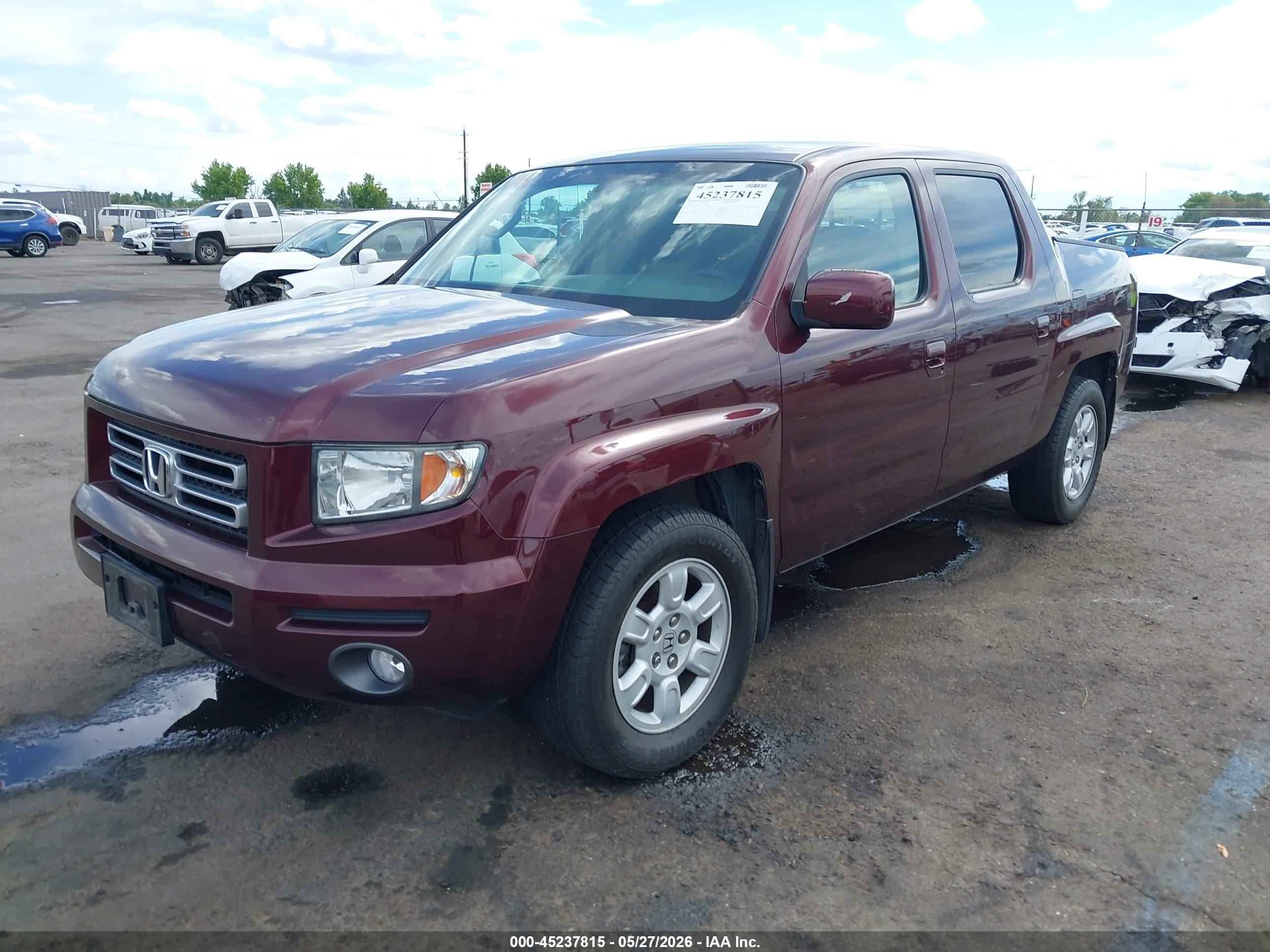2007 Honda Ridgeline Rts Burgundy vin: 2HJYK164X7H531396