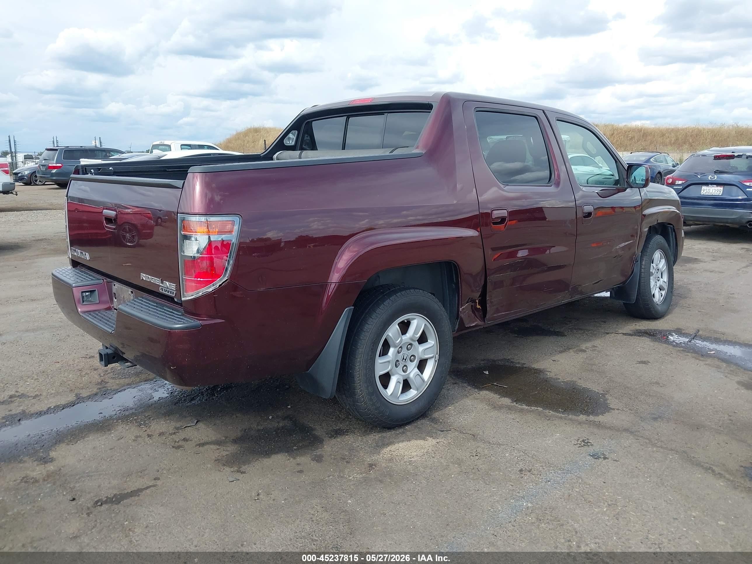 2007 Honda Ridgeline Rts Burgundy vin: 2HJYK164X7H531396
