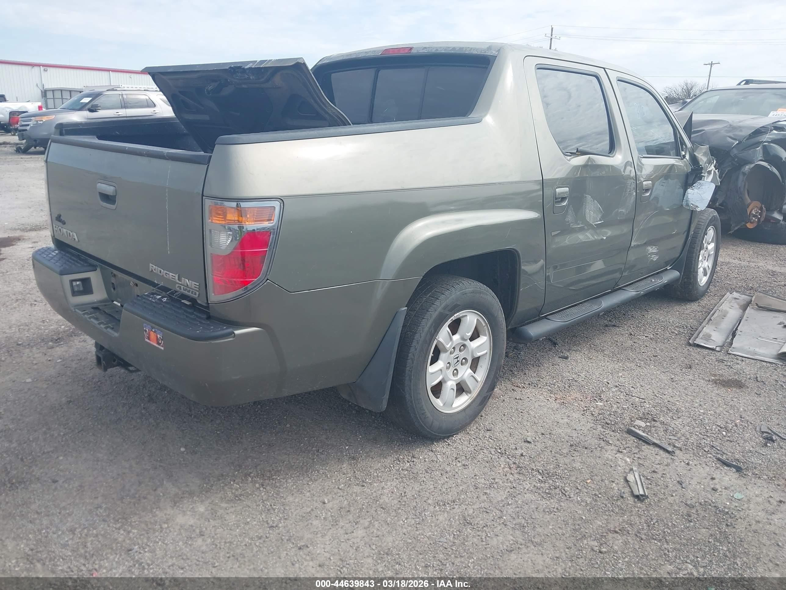 2007 Honda Ridgeline Rtl Green vin: 2HJYK16507H506659