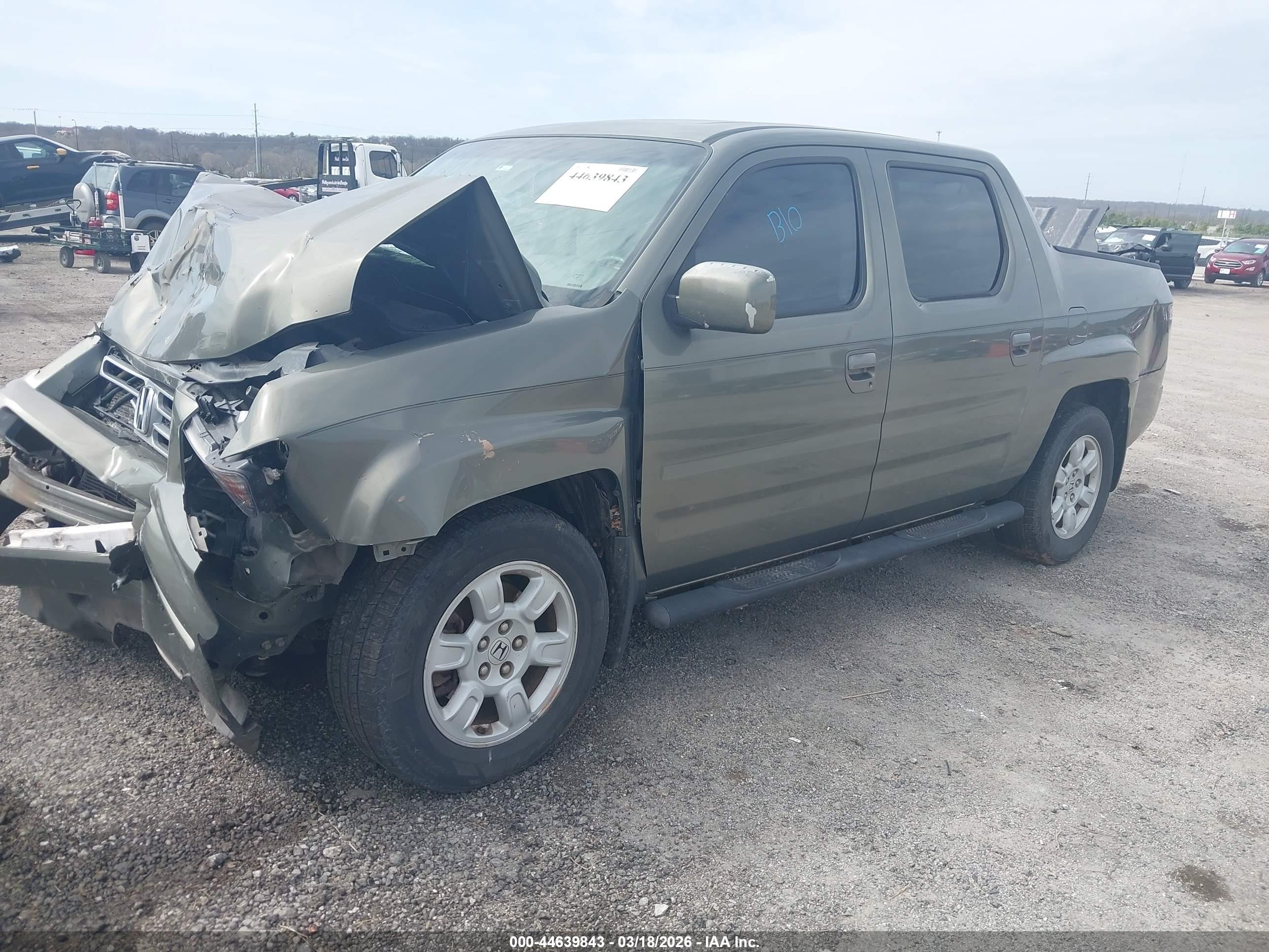 2007 Honda Ridgeline Rtl Green vin: 2HJYK16507H506659