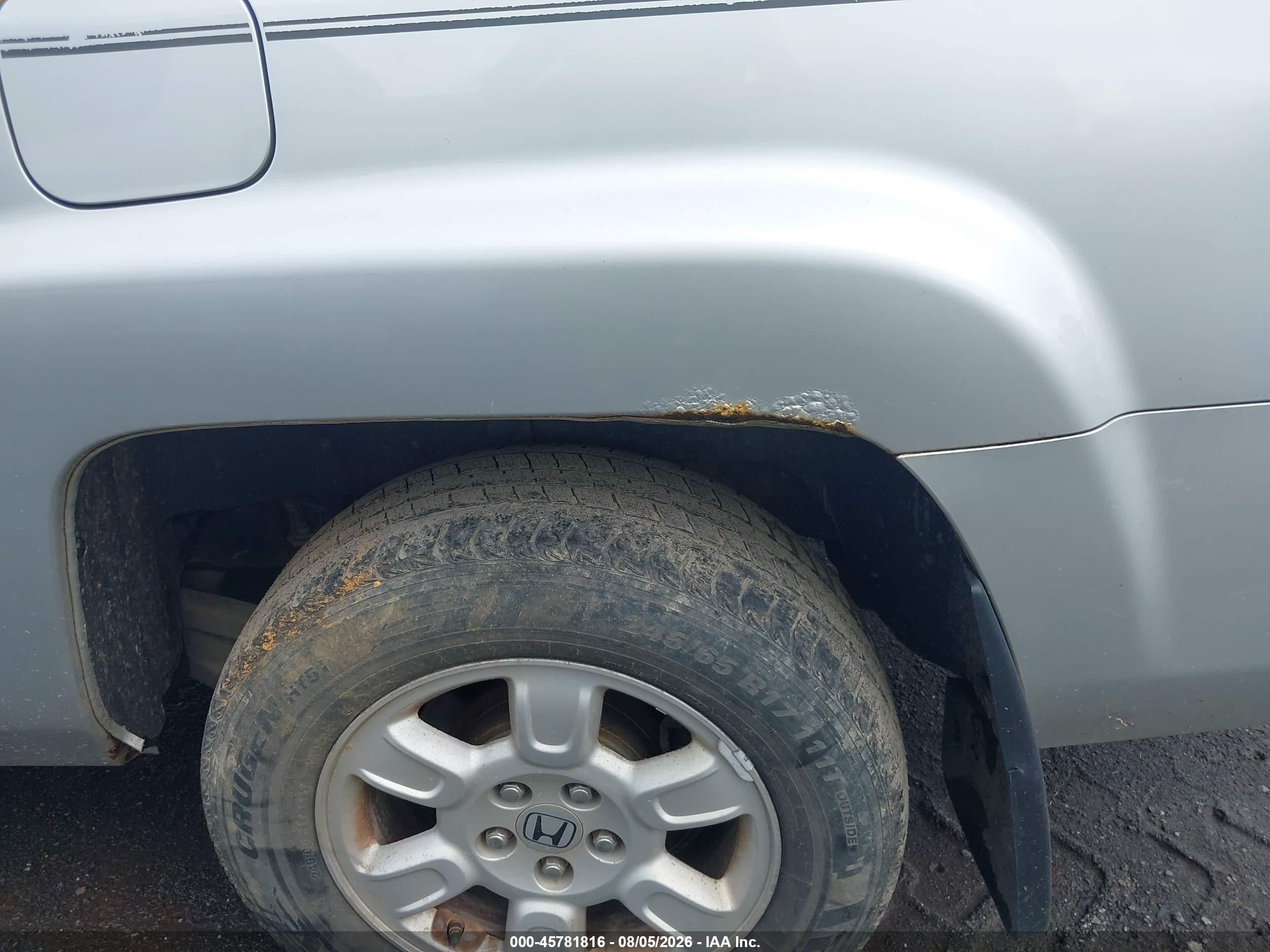 2007 Honda Ridgeline Rtl Silver vin: 2HJYK16507H529472
