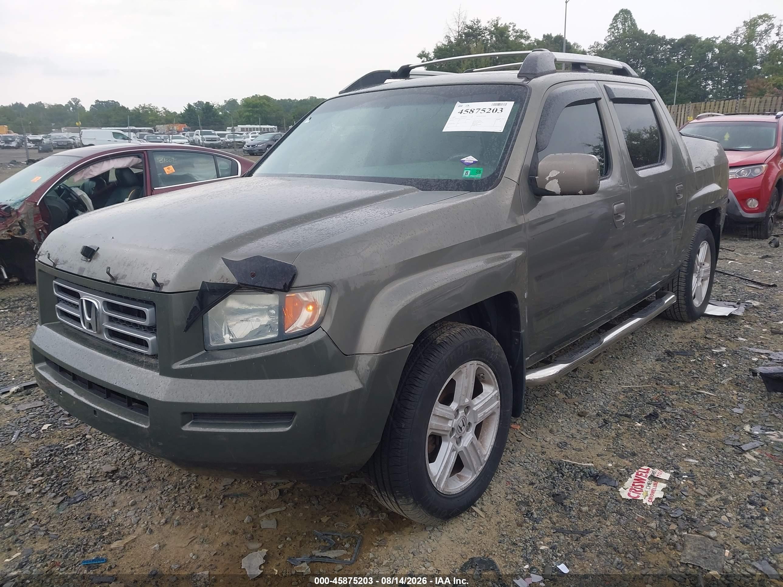 2007 Honda Ridgeline Rtl Green vin: 2HJYK16517H503415
