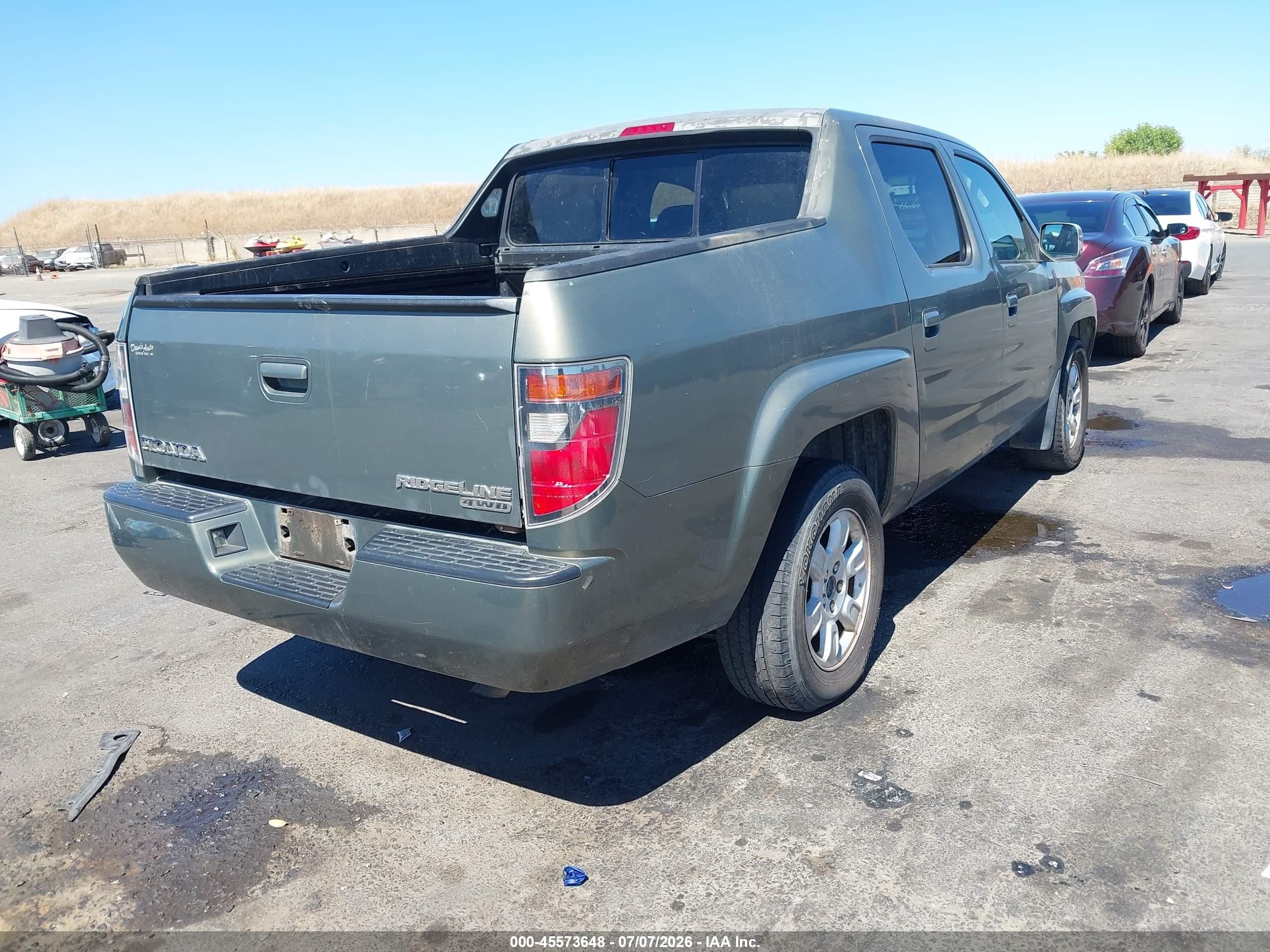 2007 Honda Ridgeline Rtl Green vin: 2HJYK16517H509408