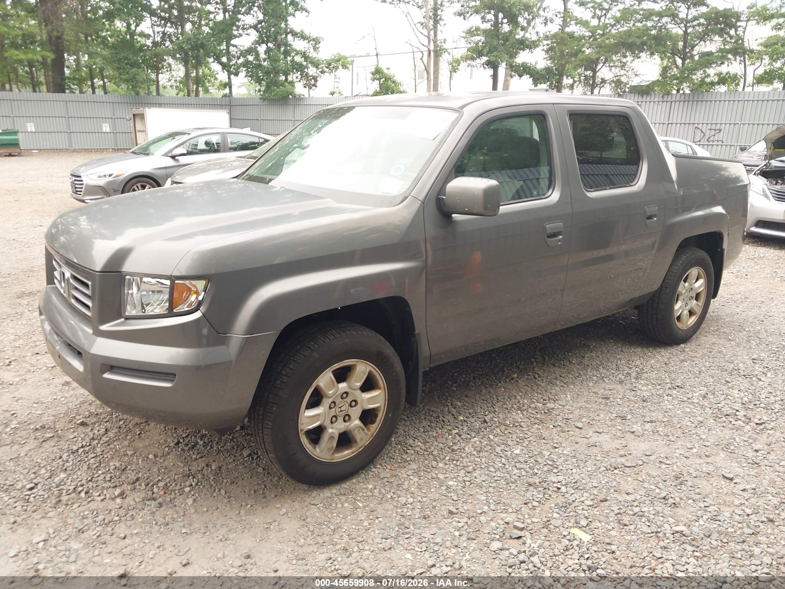 2007 Honda Ridgeline Rtl Gray vin: 2HJYK16517H525348