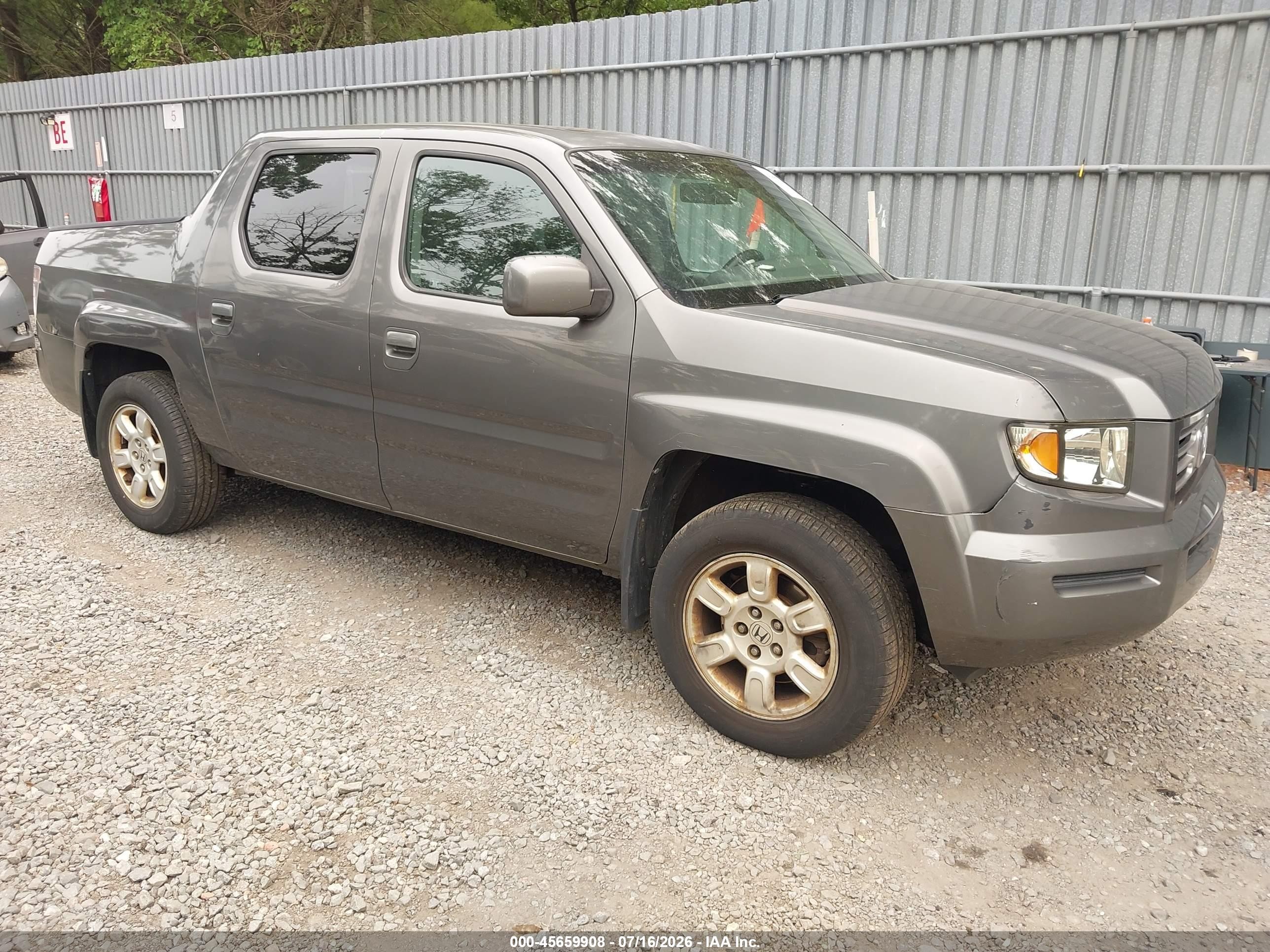 2007 Honda Ridgeline Rtl Gray vin: 2HJYK16517H525348