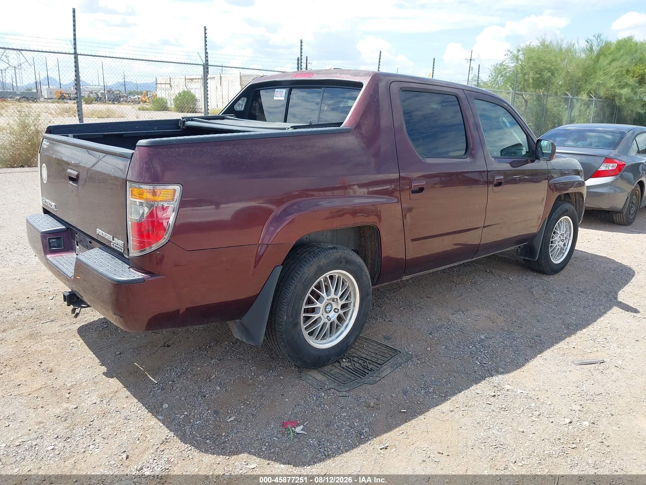 2008 Honda Ridgeline Rtl Burgundy vin: 2HJYK16518H504761