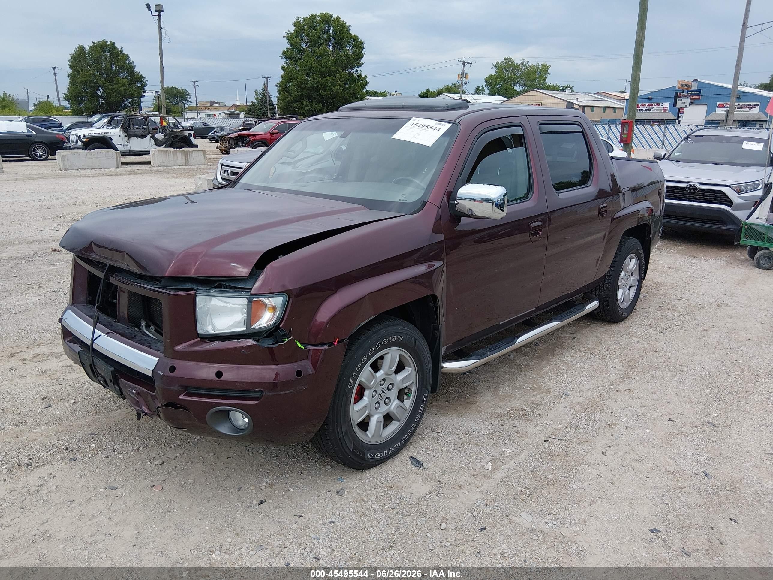 2007 Honda Ridgeline Rtl Бордовый vin: 2HJYK16527H502564