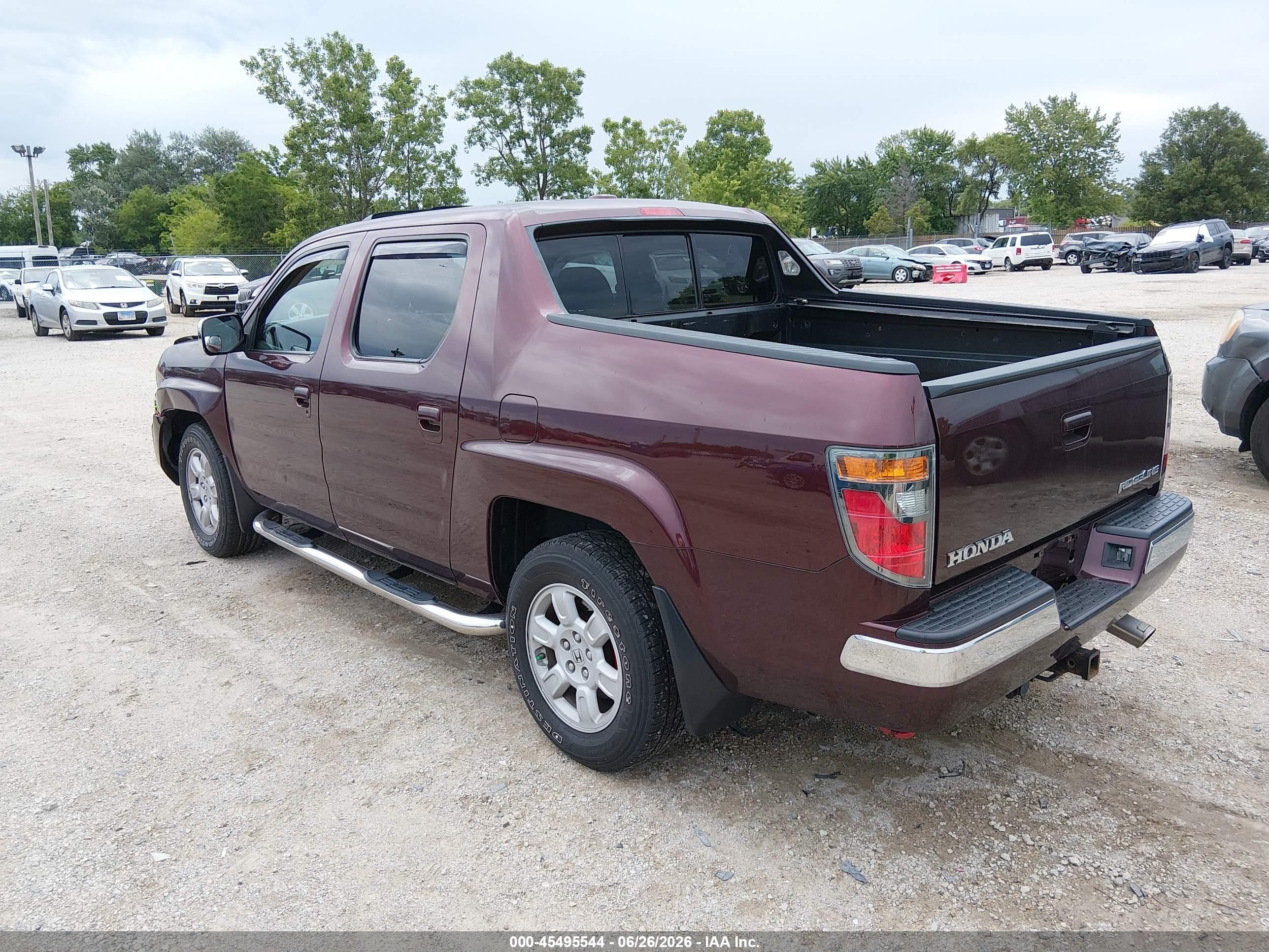 2007 Honda Ridgeline Rtl Бордовый vin: 2HJYK16527H502564
