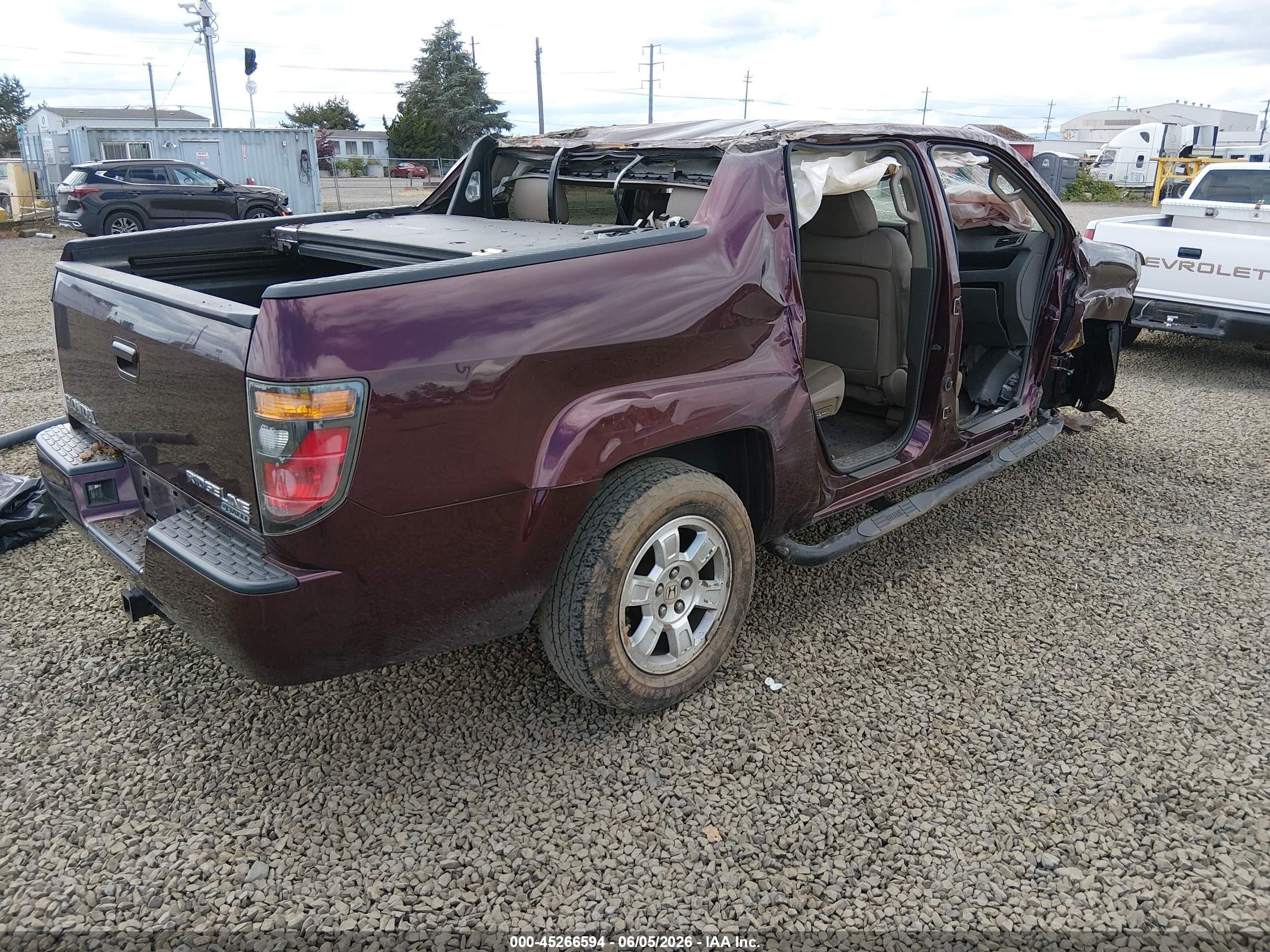 2008 Honda Ridgeline Rtl Purple vin: 2HJYK16528H504722