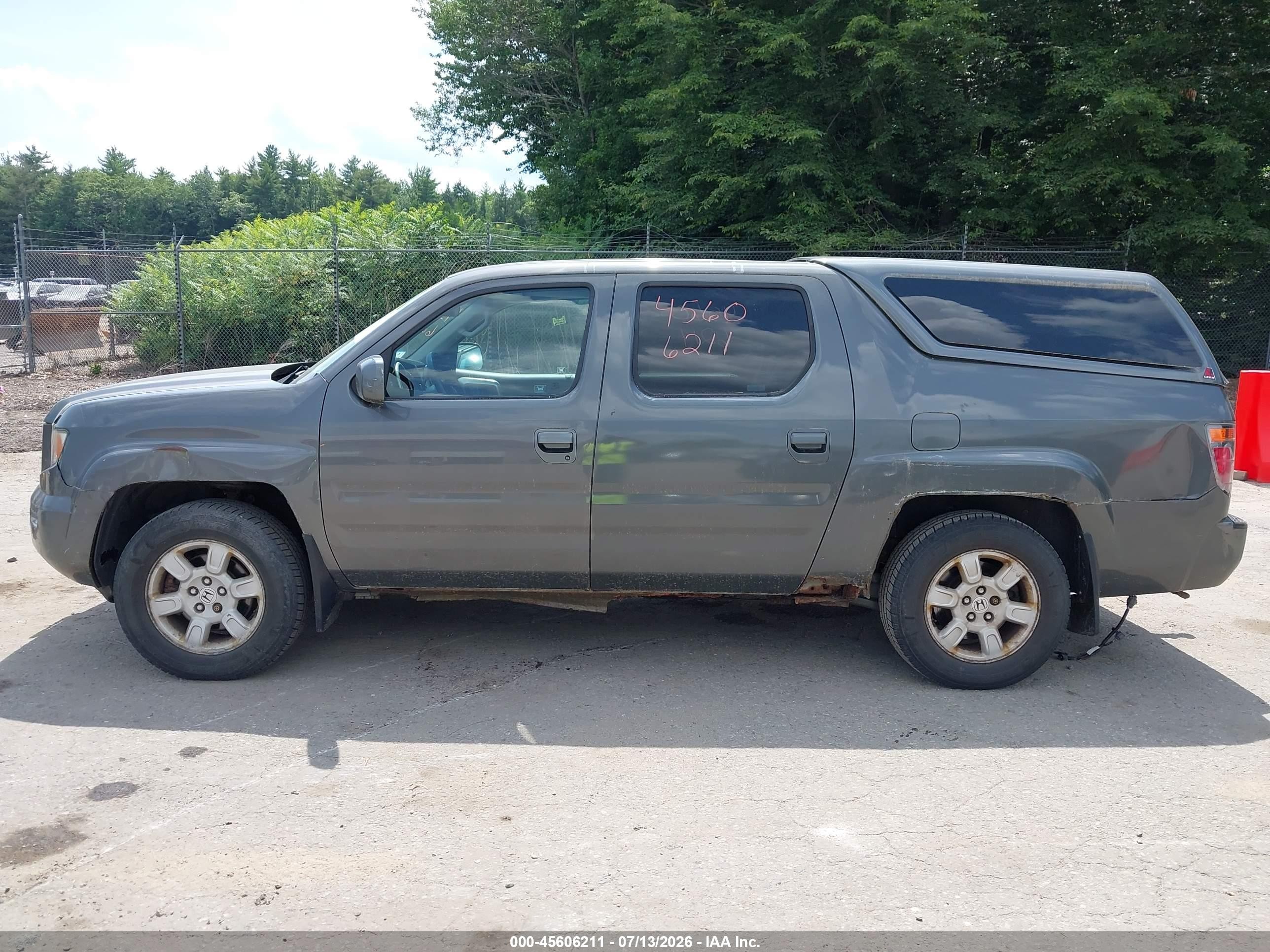 2007 Honda Ridgeline Rtl Gray vin: 2HJYK16537H536965