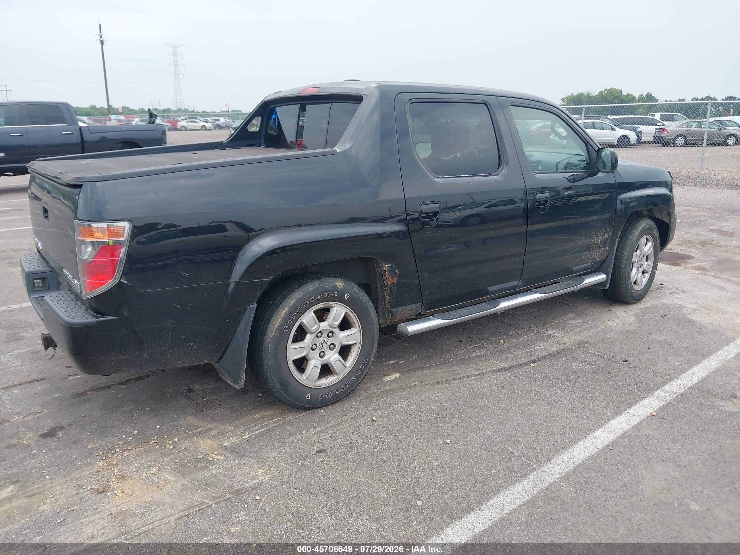 2007 Honda Ridgeline Rtl Black vin: 2HJYK16547H521360