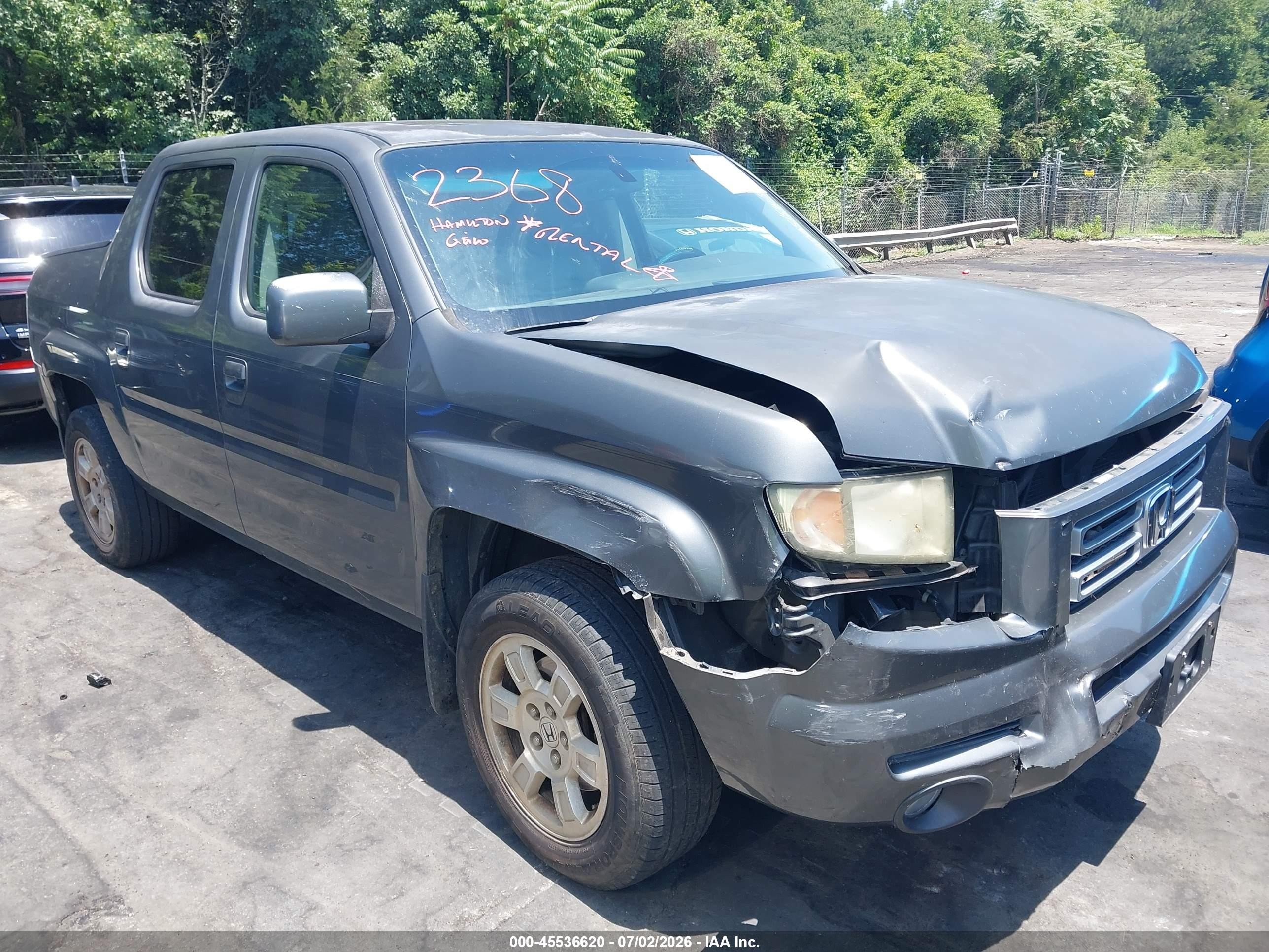 2008 Honda Ridgeline Rtl Gray vin: 2HJYK16548H506424