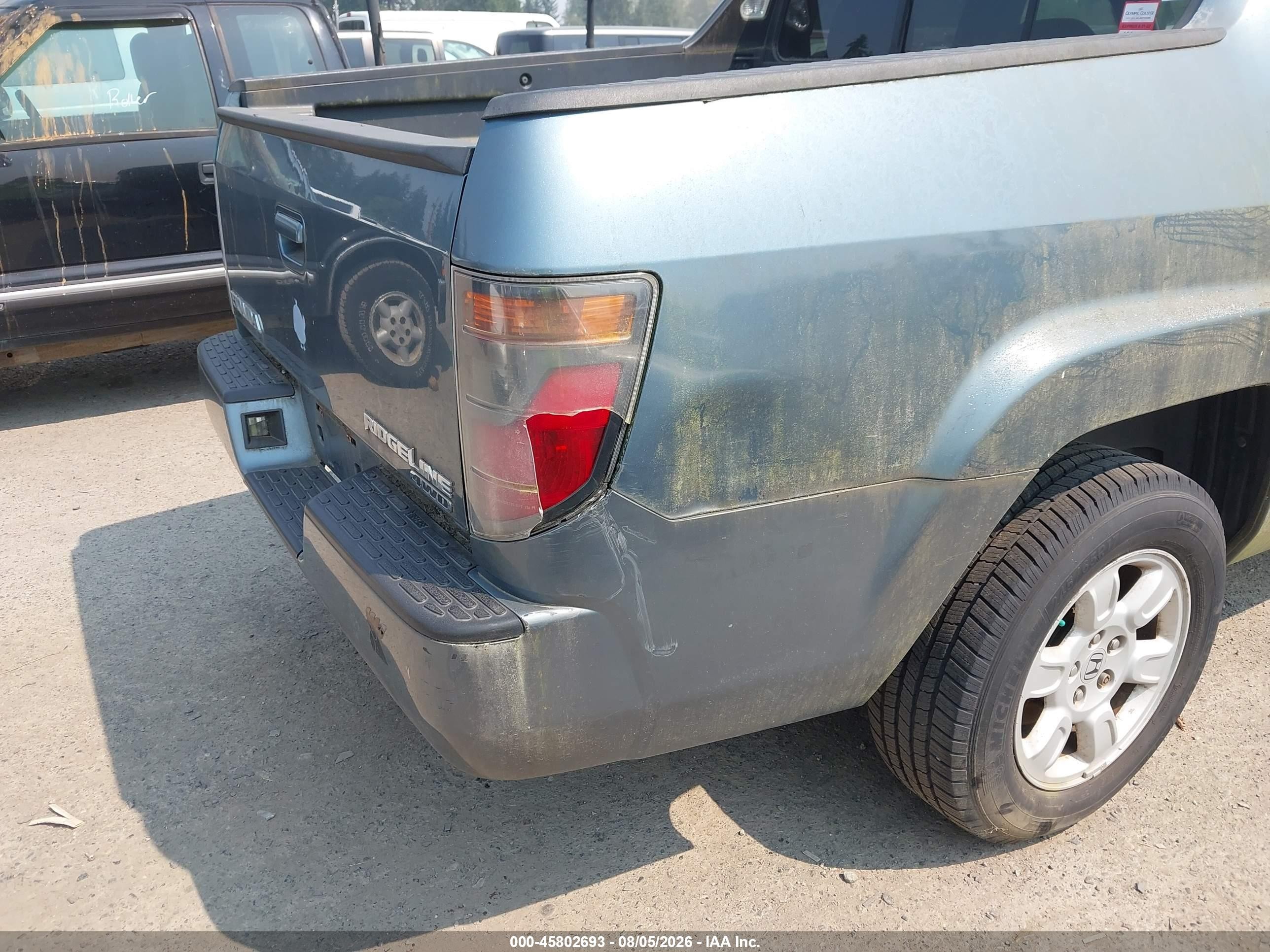 2007 Honda Ridgeline Rtl Teal vin: 2HJYK16557H533405